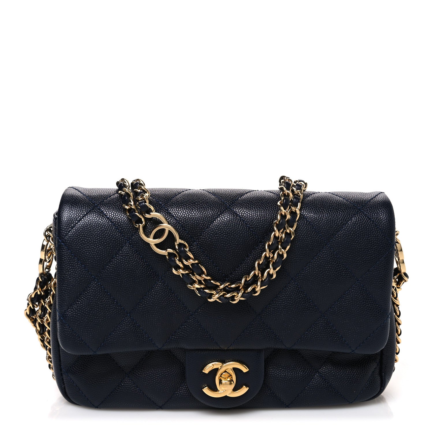 Caviar Quilted Mini CC You Flap Navy
