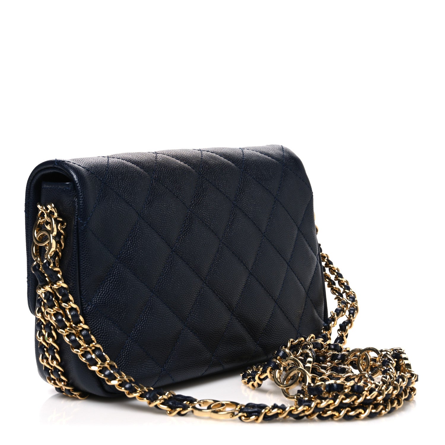 Caviar Quilted Mini CC You Flap Navy — view 3