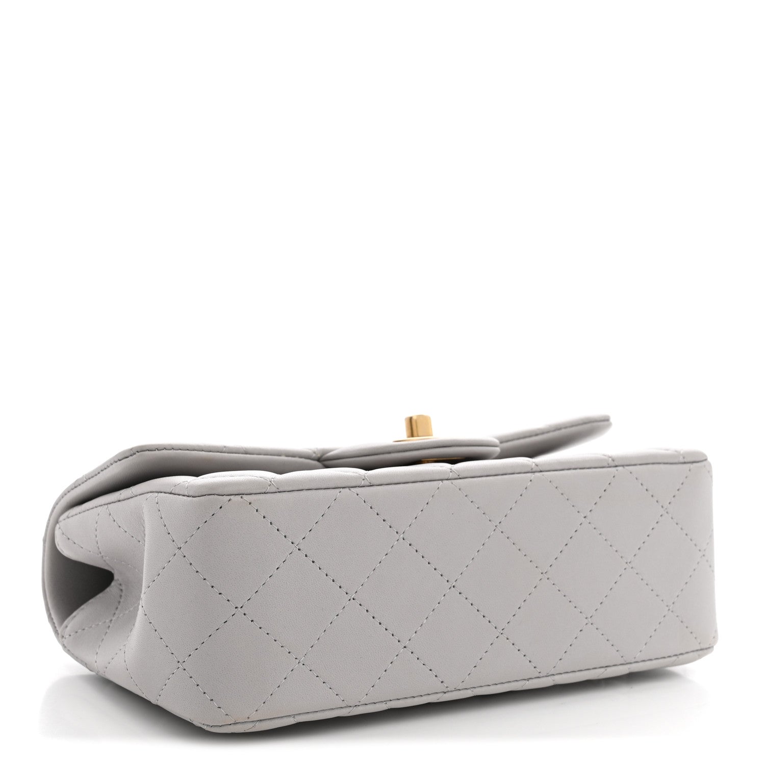 Lambskin Quilted Mini Top Handle Rectangular Flap Grey — view 4