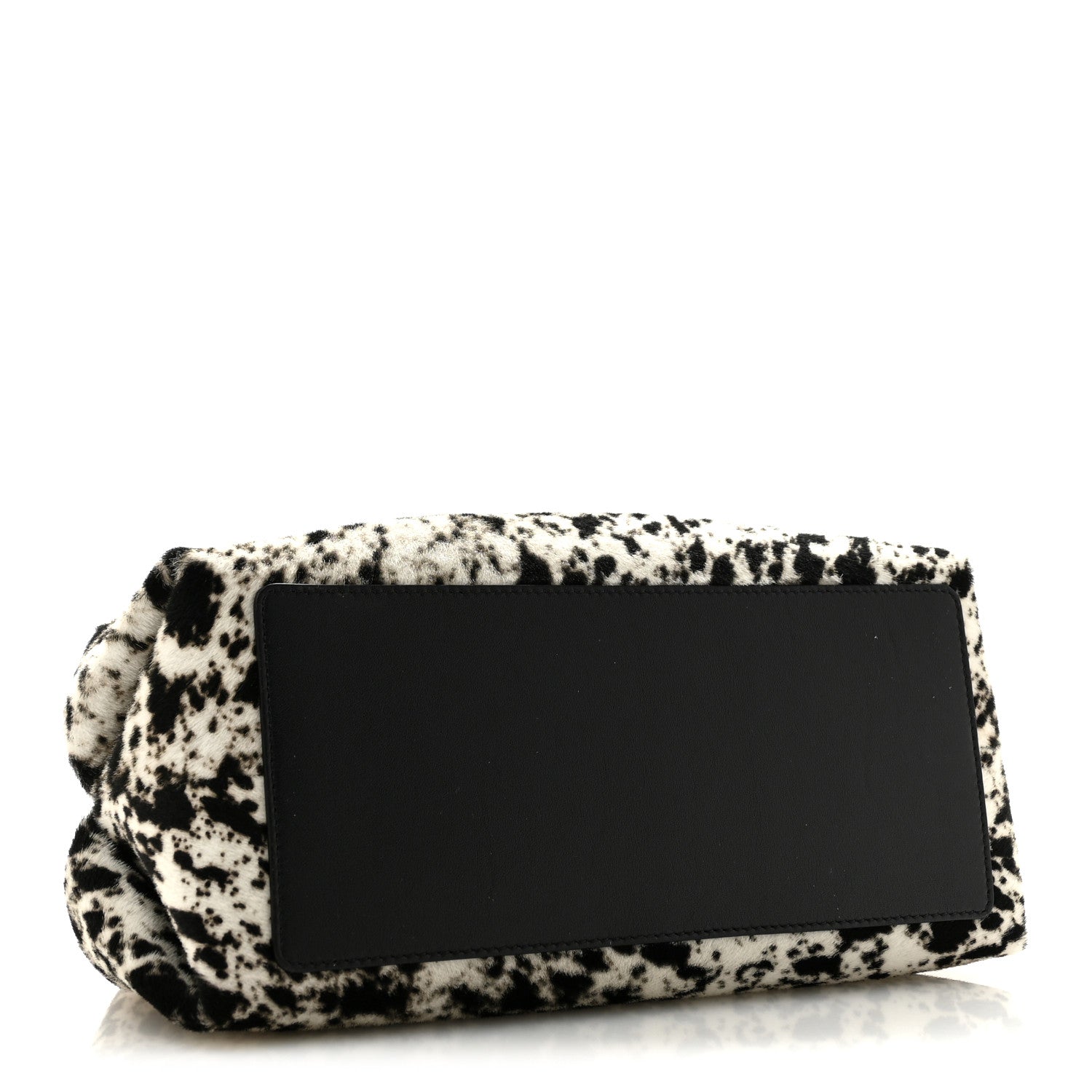 Lambskin Pony Hair Printed Clutch With Chain Black White — view 4