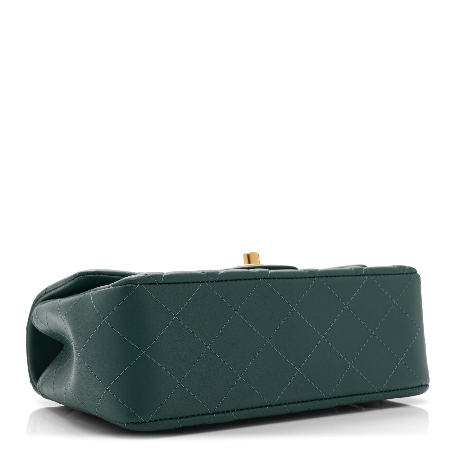 Lambskin Quilted Mini Top Handle Rectangular Flap Green — view 4