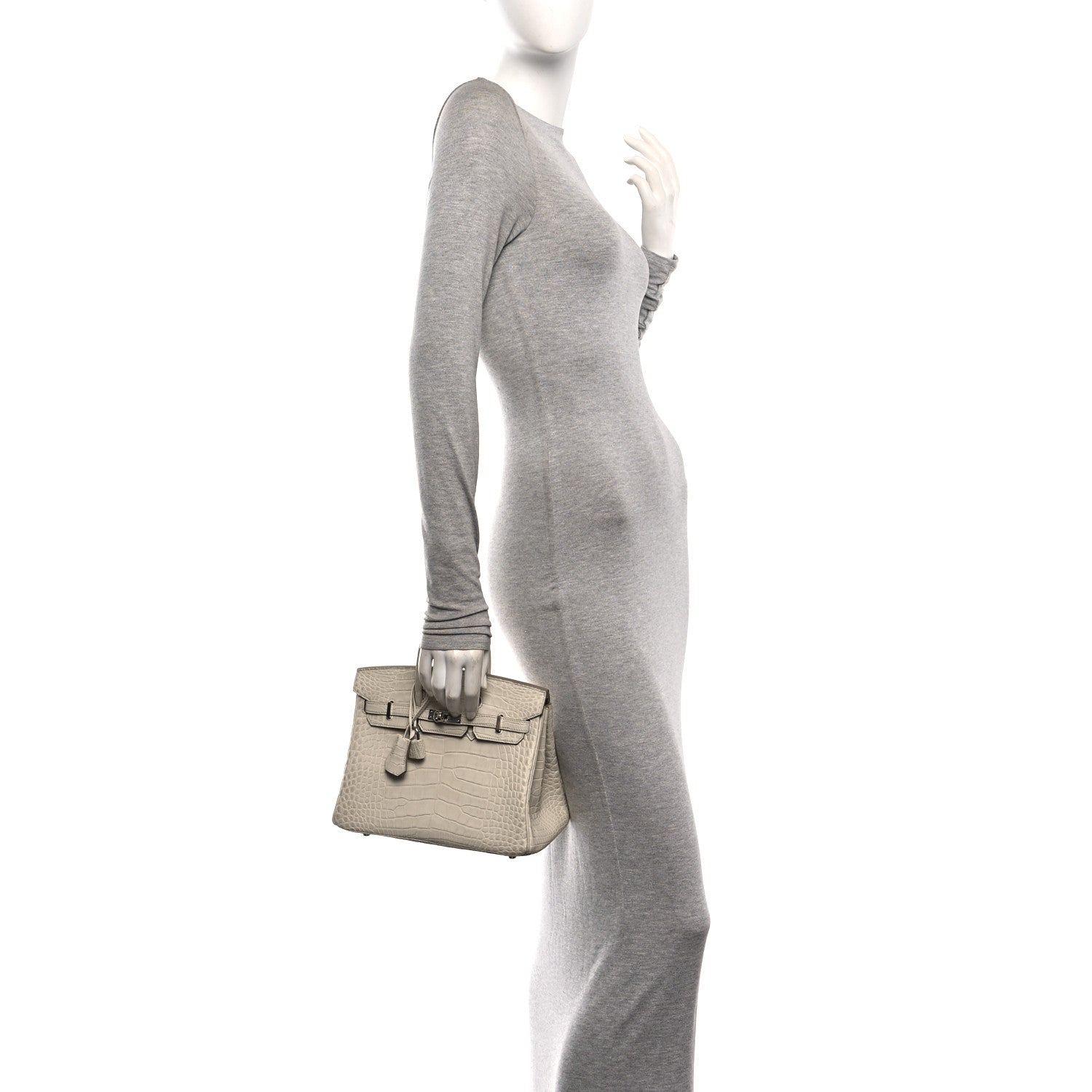 Matte Alligator Birkin 25 Beton — view 3