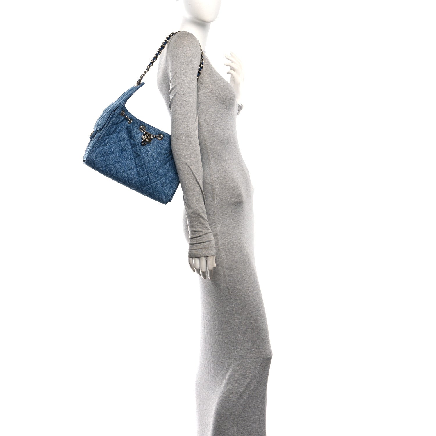 Denim Quilted Small Chanel 25 Handbag Blue — view 2