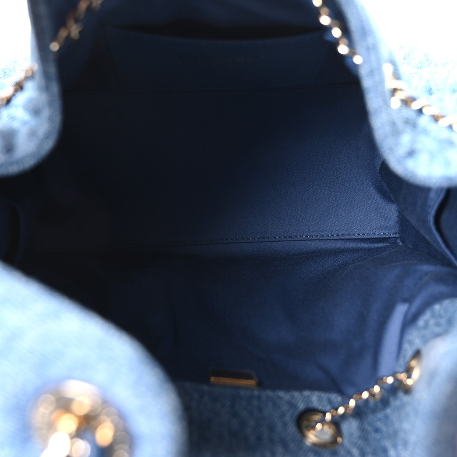 Denim Quilted Small Chanel 25 Handbag Blue — view 5