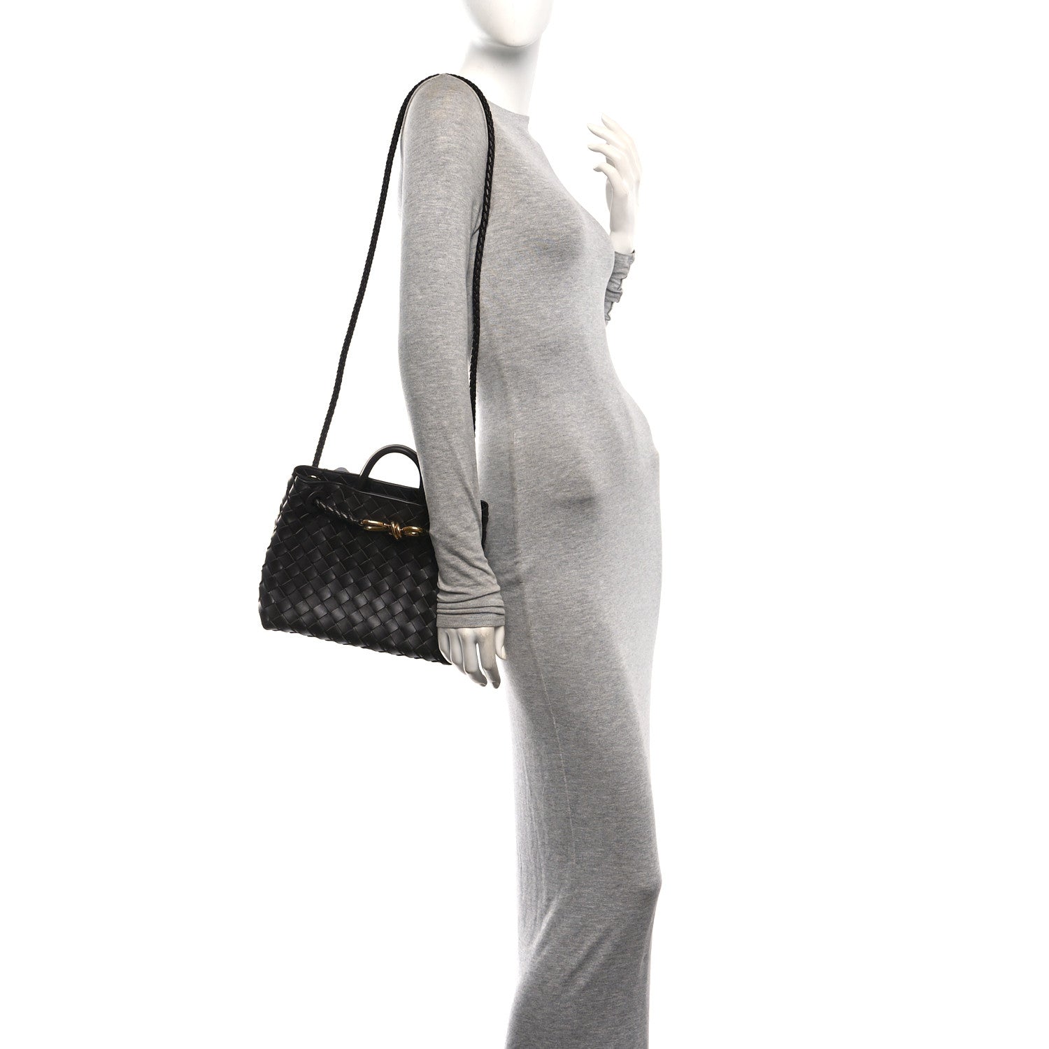 Nappa Intrecciato Small Andiamo Shoulder Bag Fondant — view 2