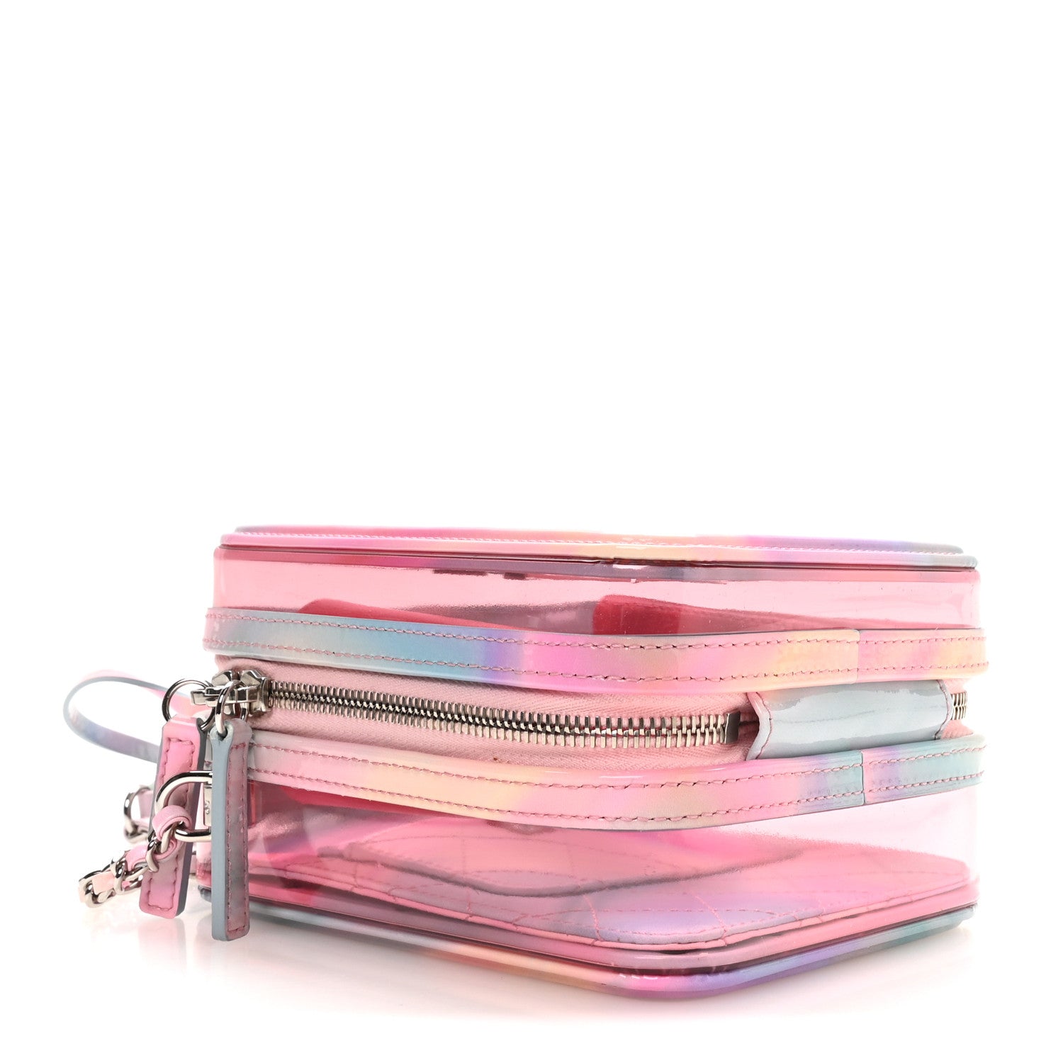 PVC Patent Calfskin Patent Lambskin Vertical Vanity Case Pink — view 4