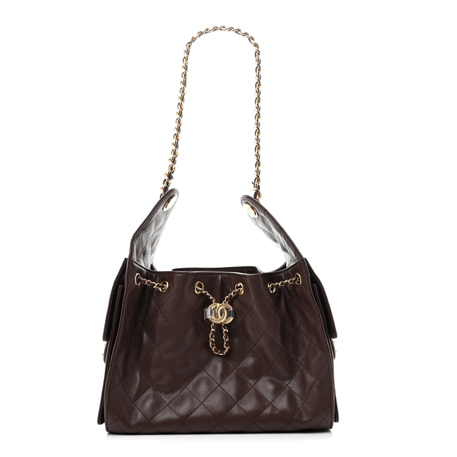 Caviar Quilted Small Chanel 25 Handbag Dark Brown