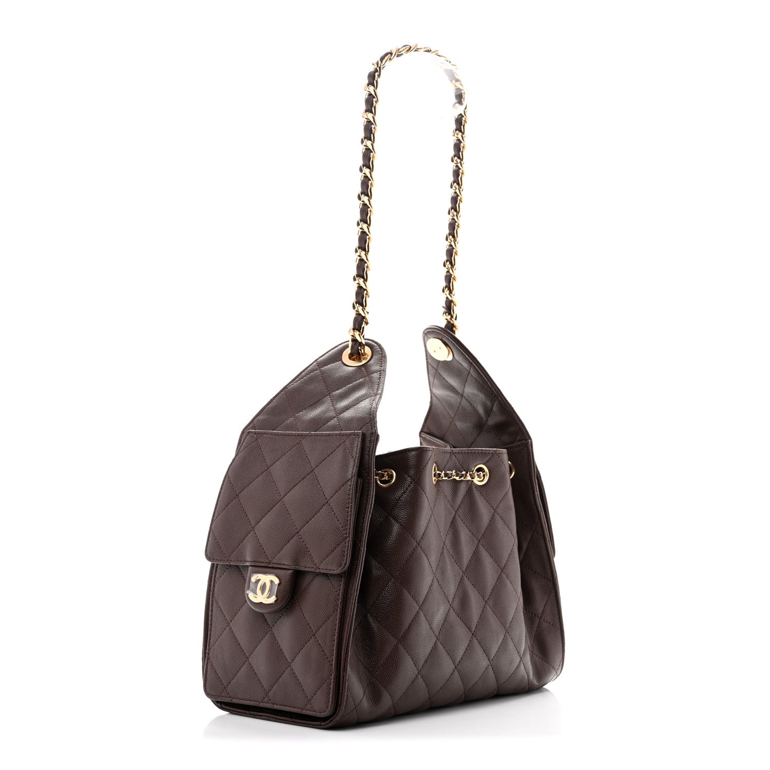 Caviar Quilted Small Chanel 25 Handbag Dark Brown — view 3