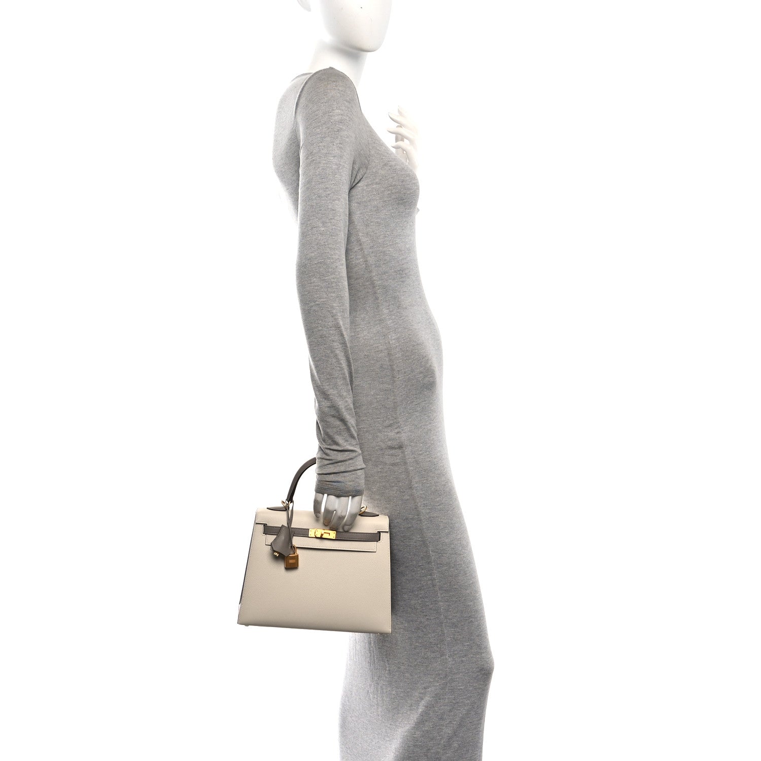 Epsom Bi-Color Horseshoe Kelly Sellier 25 Craie Gris Asphalte — view 3