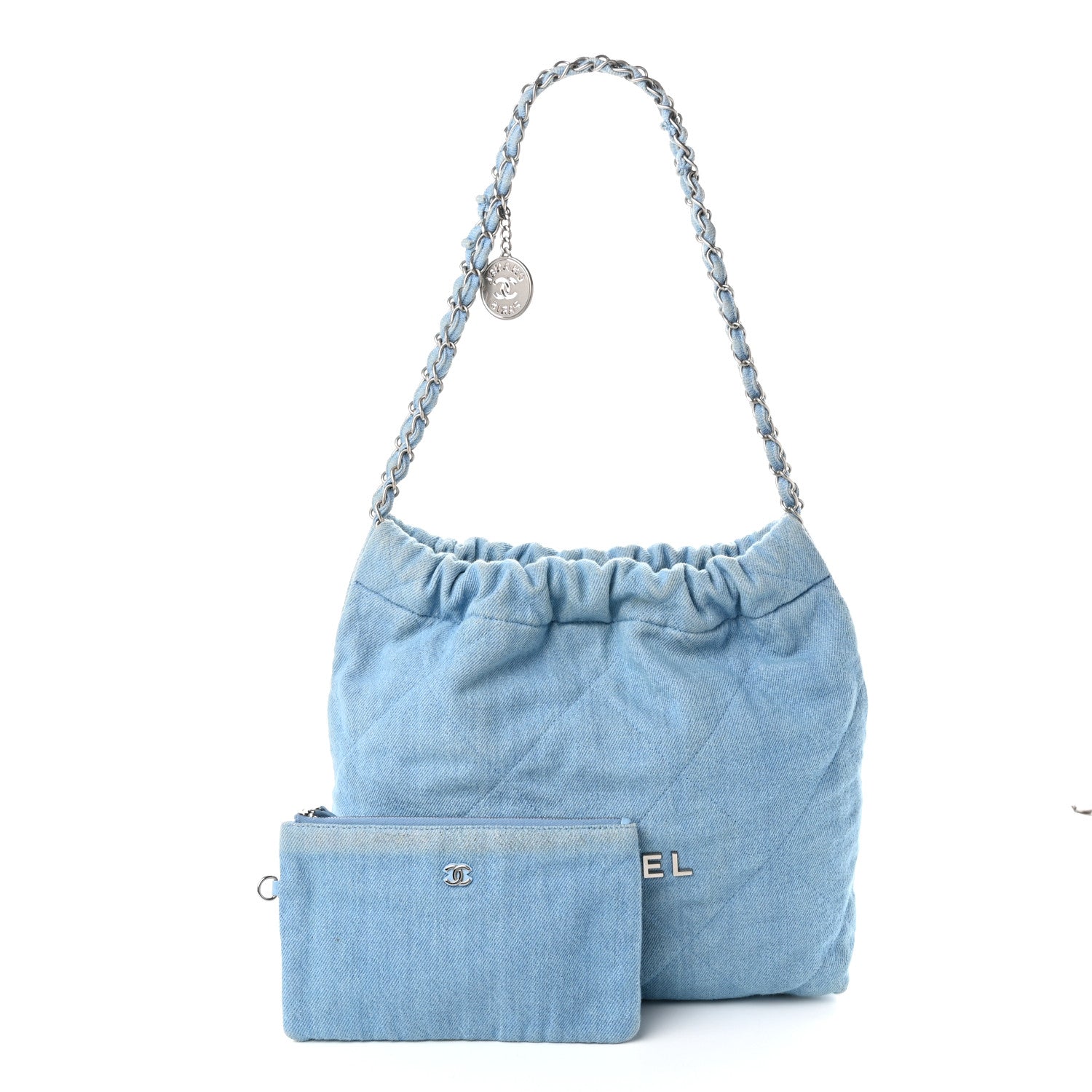 Denim Quilted Chanel 22 Light Blue — view 3