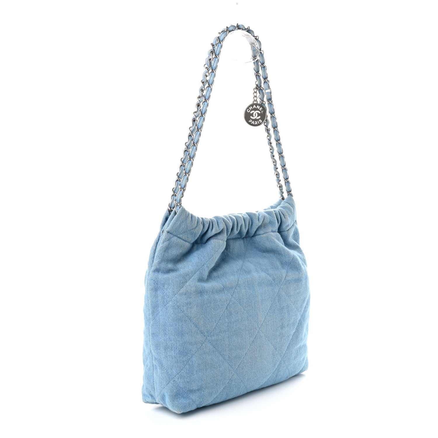 Denim Quilted Chanel 22 Light Blue — view 4