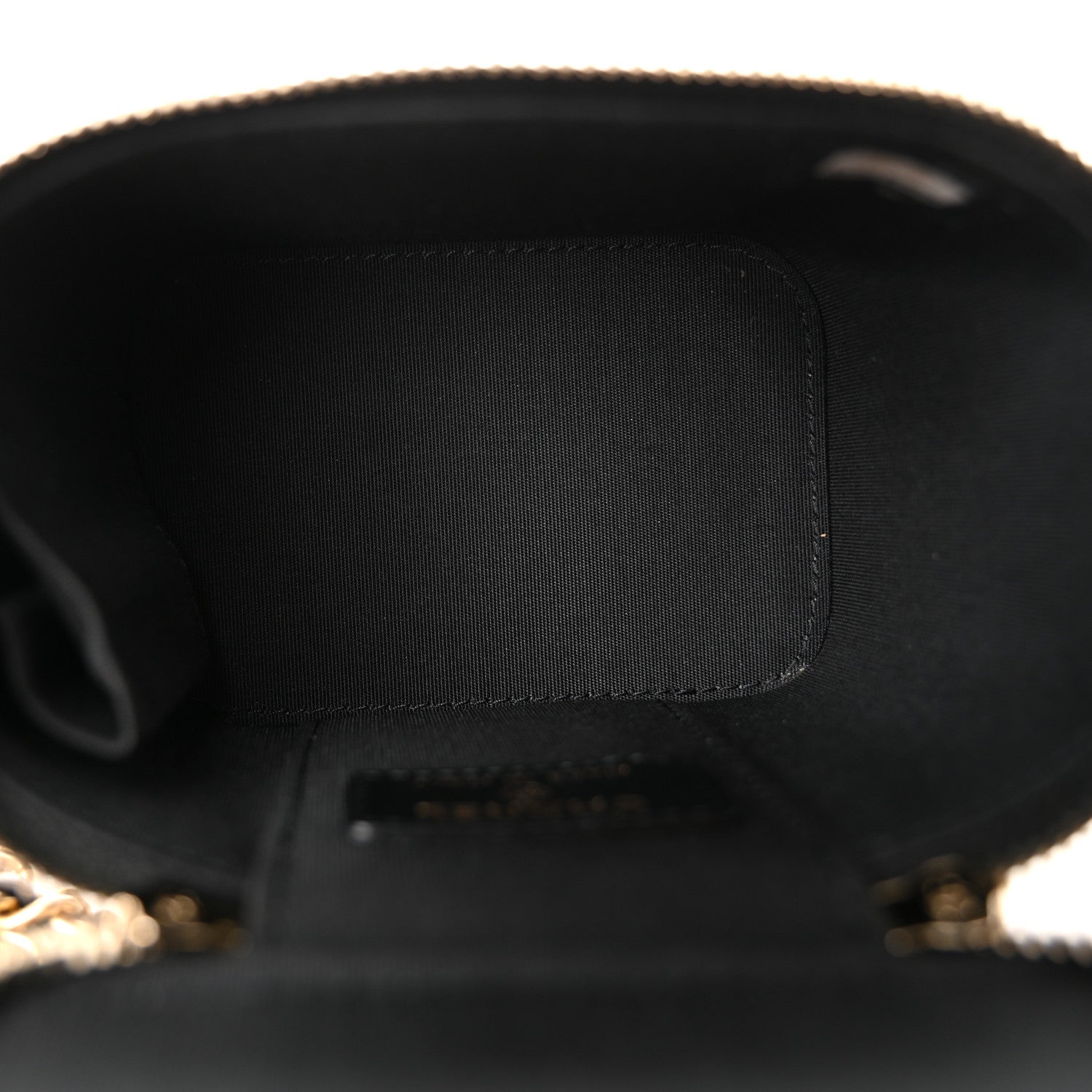 Lambskin Quilted Top Handle Mini Vanity Case With Chain Black — view 4