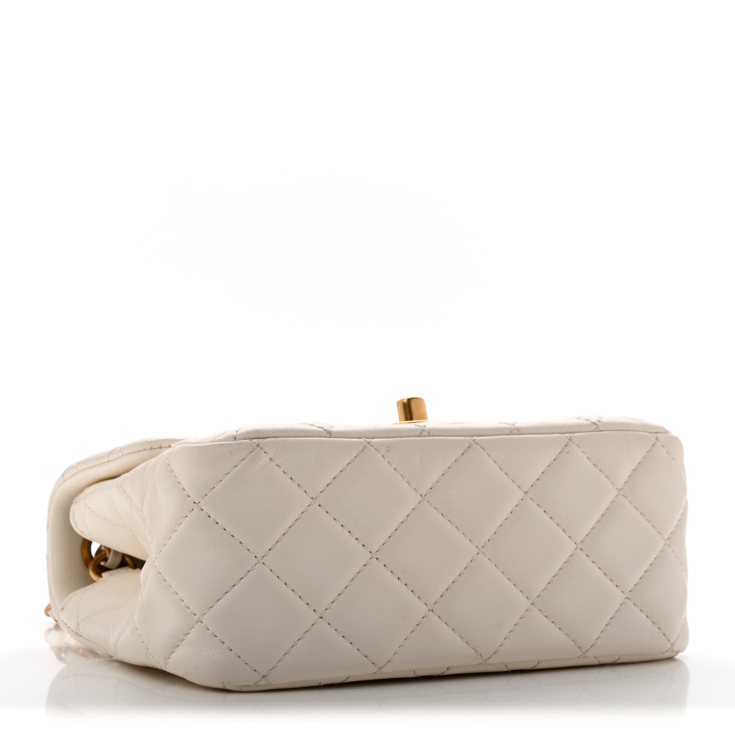 Lambskin Quilted Mini Pearl Crush Flap White — view 4