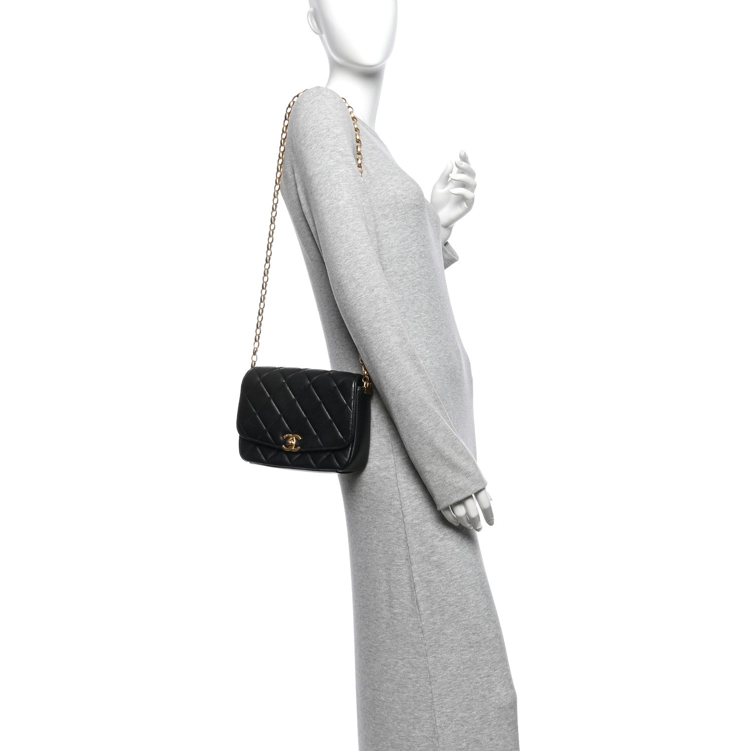 Lambskin Quilted Small CC Coin Flap Bag Black — view 2