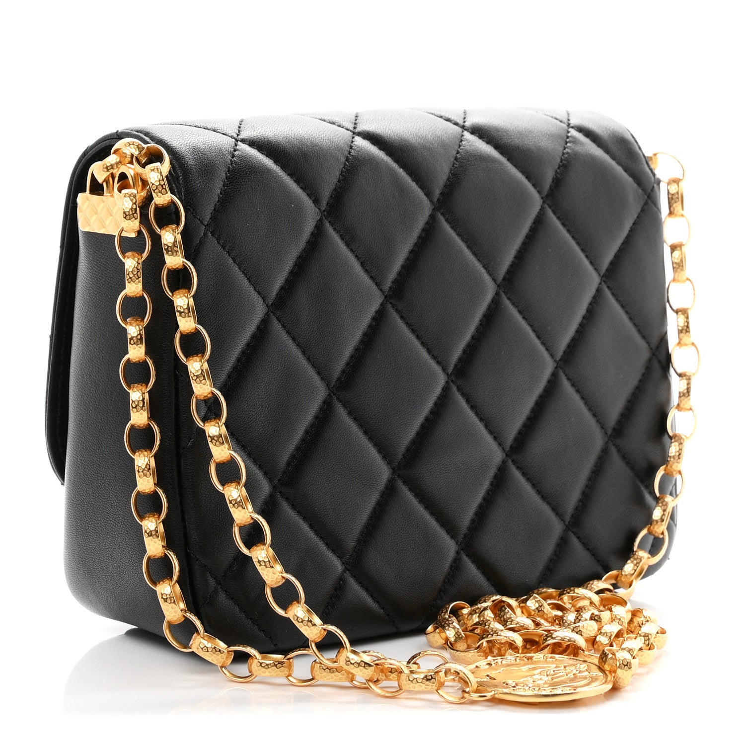 Lambskin Quilted Small CC Coin Flap Bag Black — view 3