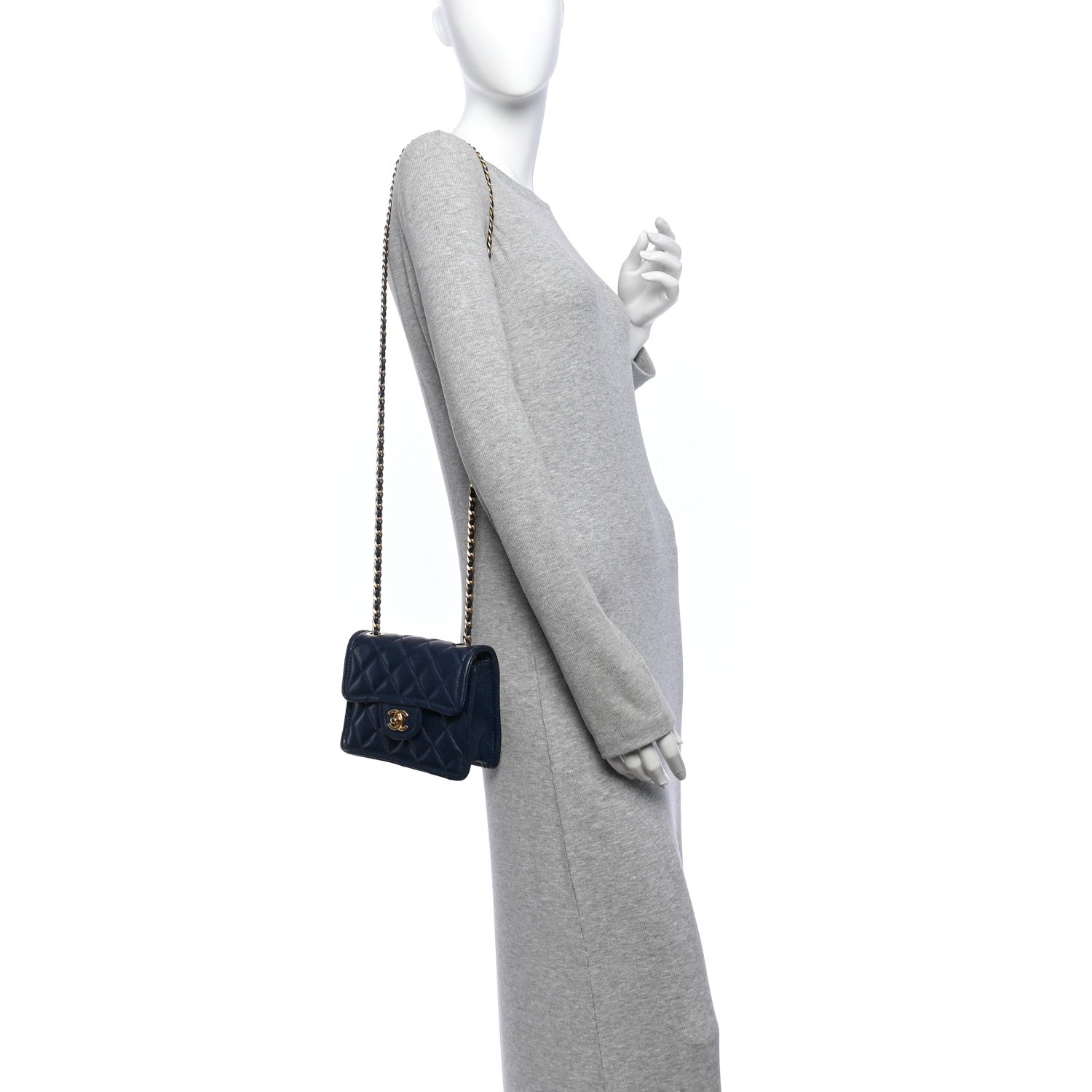 Caviar Quilted Mini Sweet Classic Flap Navy Blue — view 2