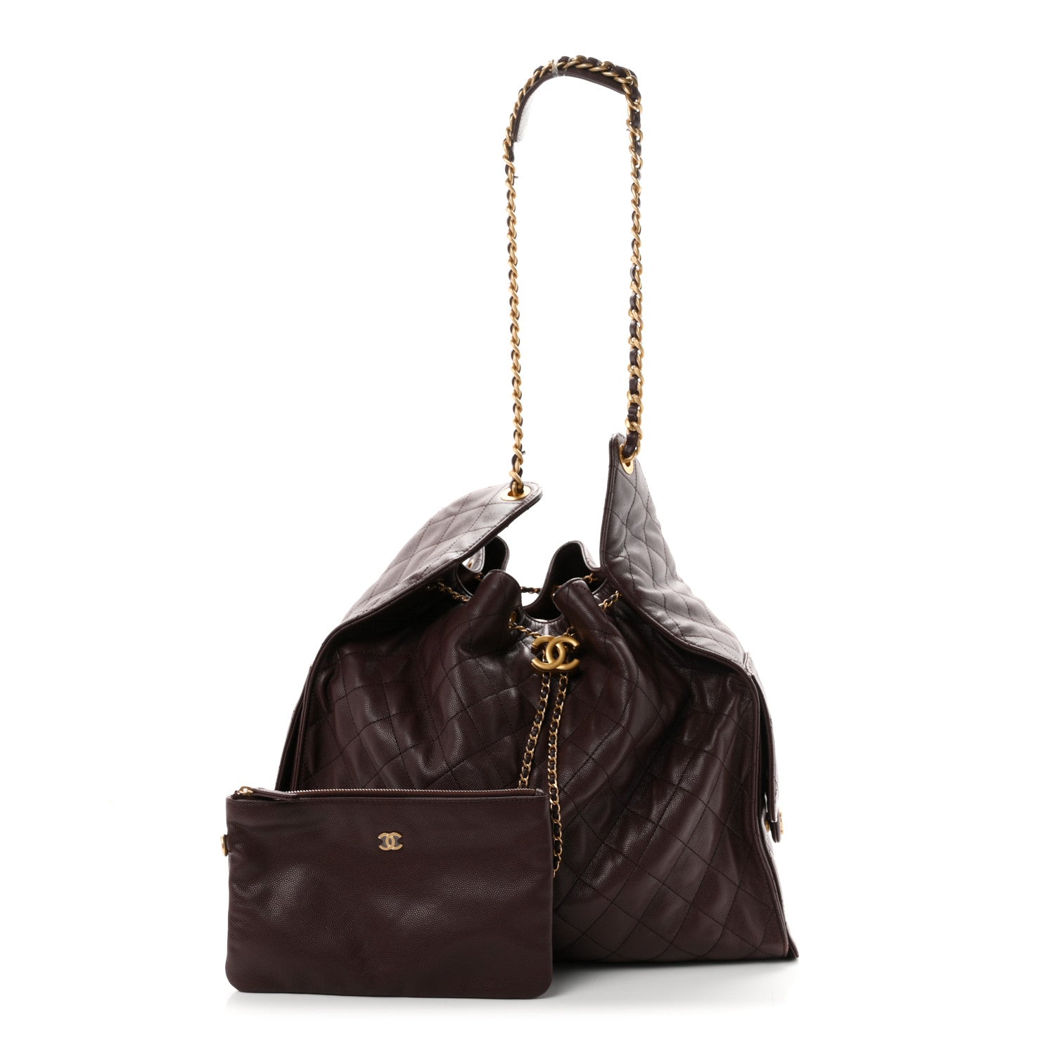 Caviar Quilted Large Chanel 25 Handbag Dark Brown — view 3