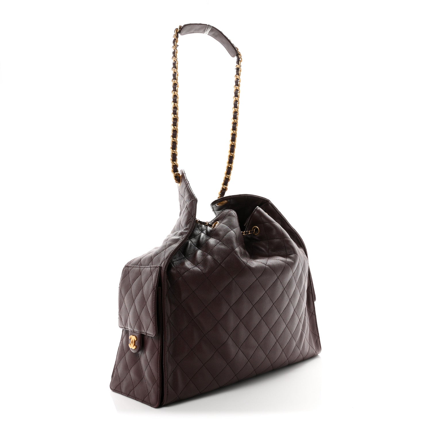 Caviar Quilted Large Chanel 25 Handbag Dark Brown — view 4