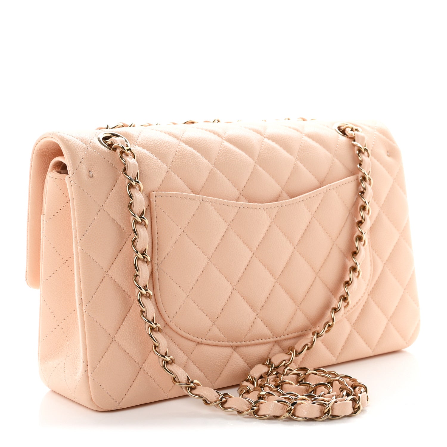 Caviar Quilted Medium Double Flap Light Pink — view 3