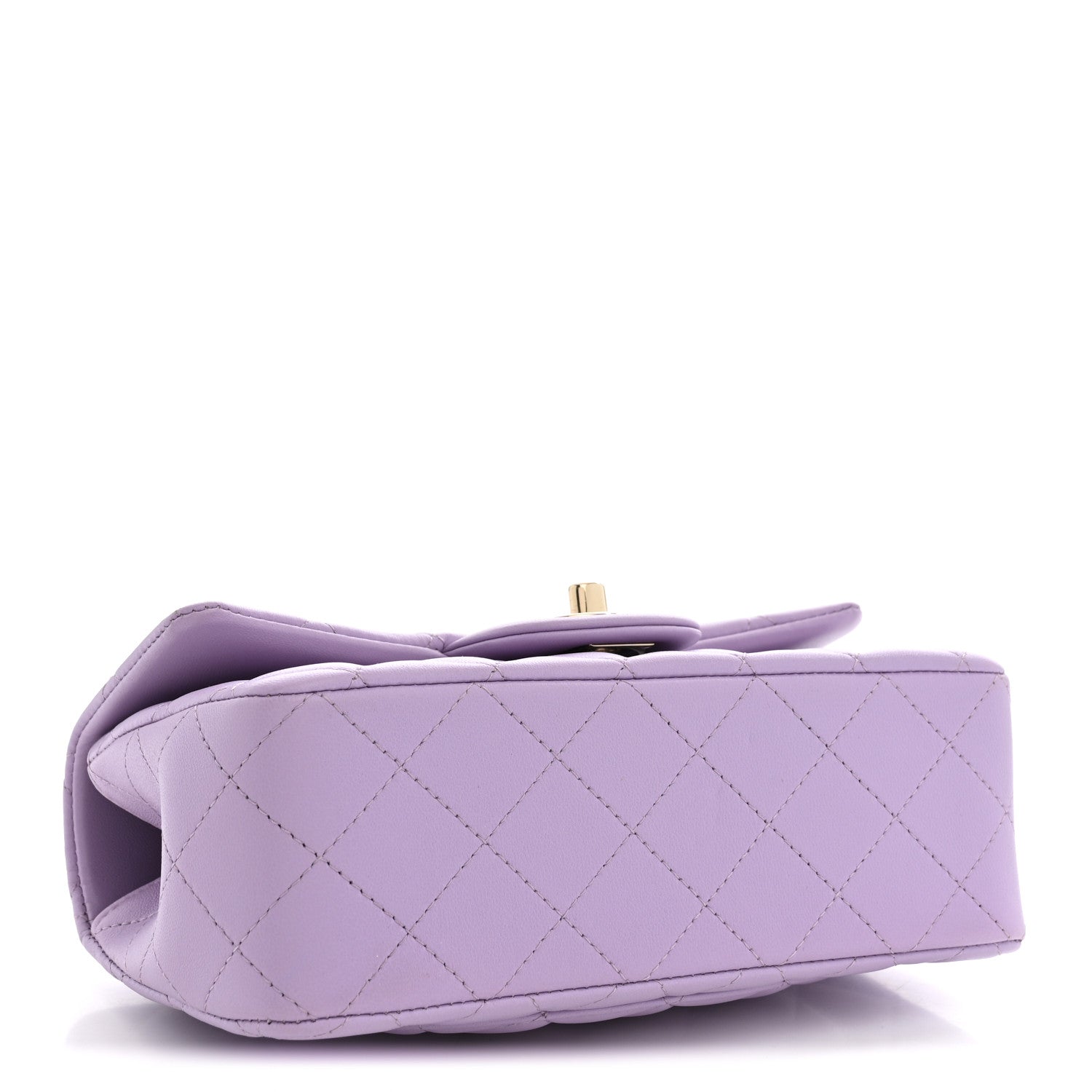Lambskin Quilted Mini Top Handle Rectangular Flap Light Purple — view 4
