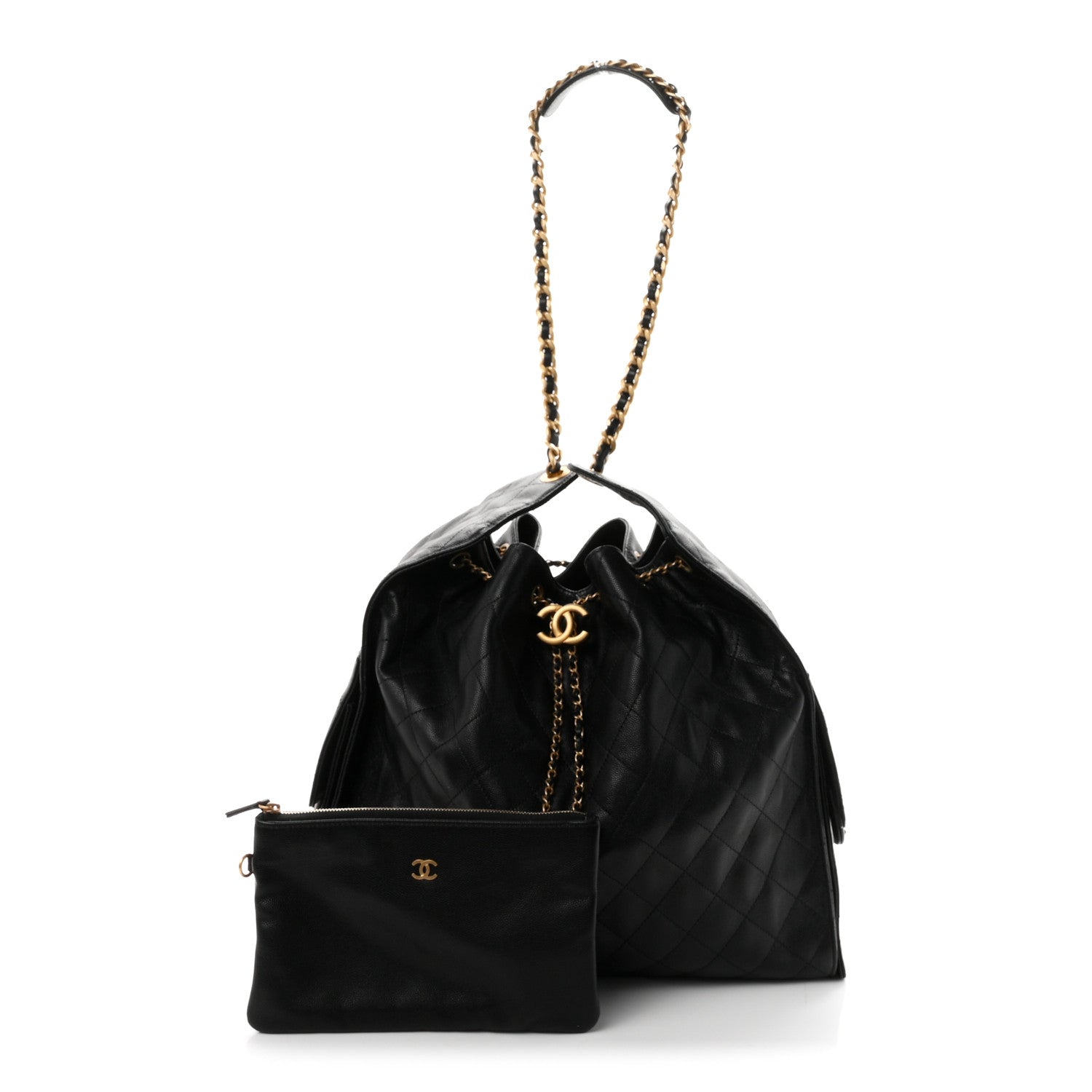 Caviar Quilted Large Chanel 25 Handbag Black — view 3