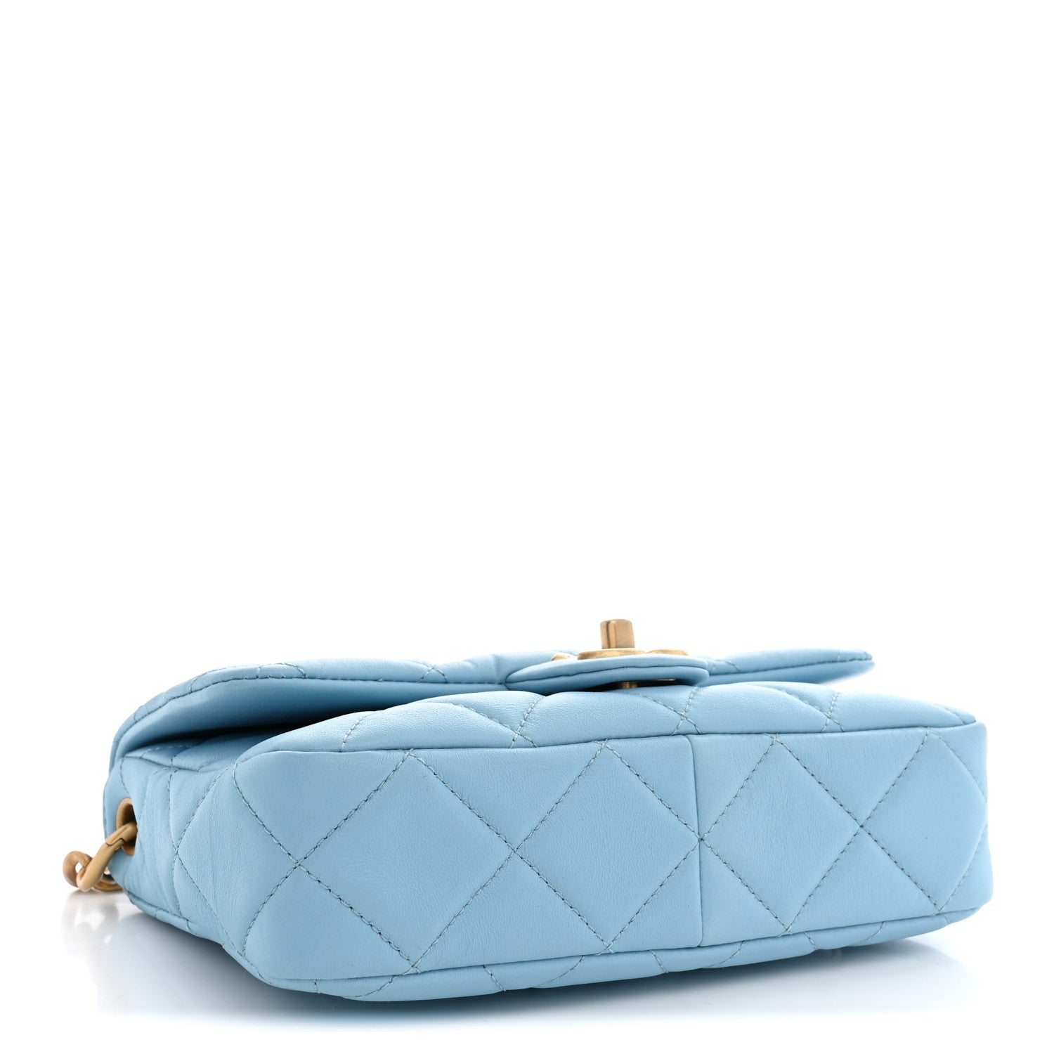 Lambskin Quilted CC Chain Flap Light Blue — view 4
