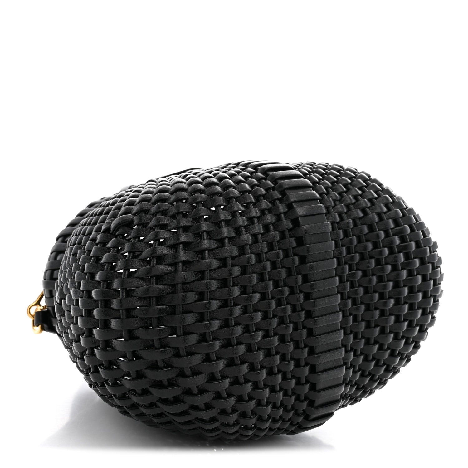 Calfskin Woven Mini Diamond Basket Bag Black — view 4