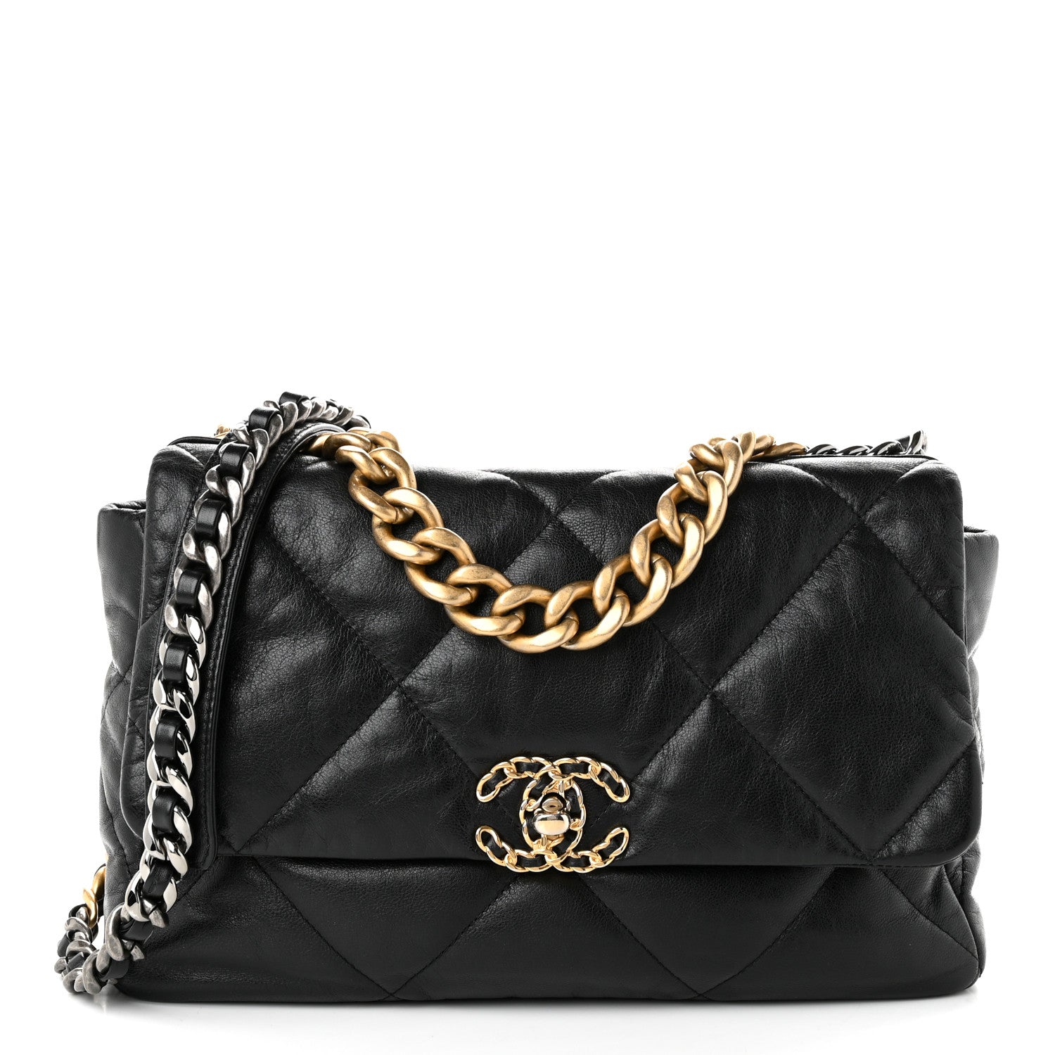 Lambskin Quilted Large Chanel 19 Flap Black