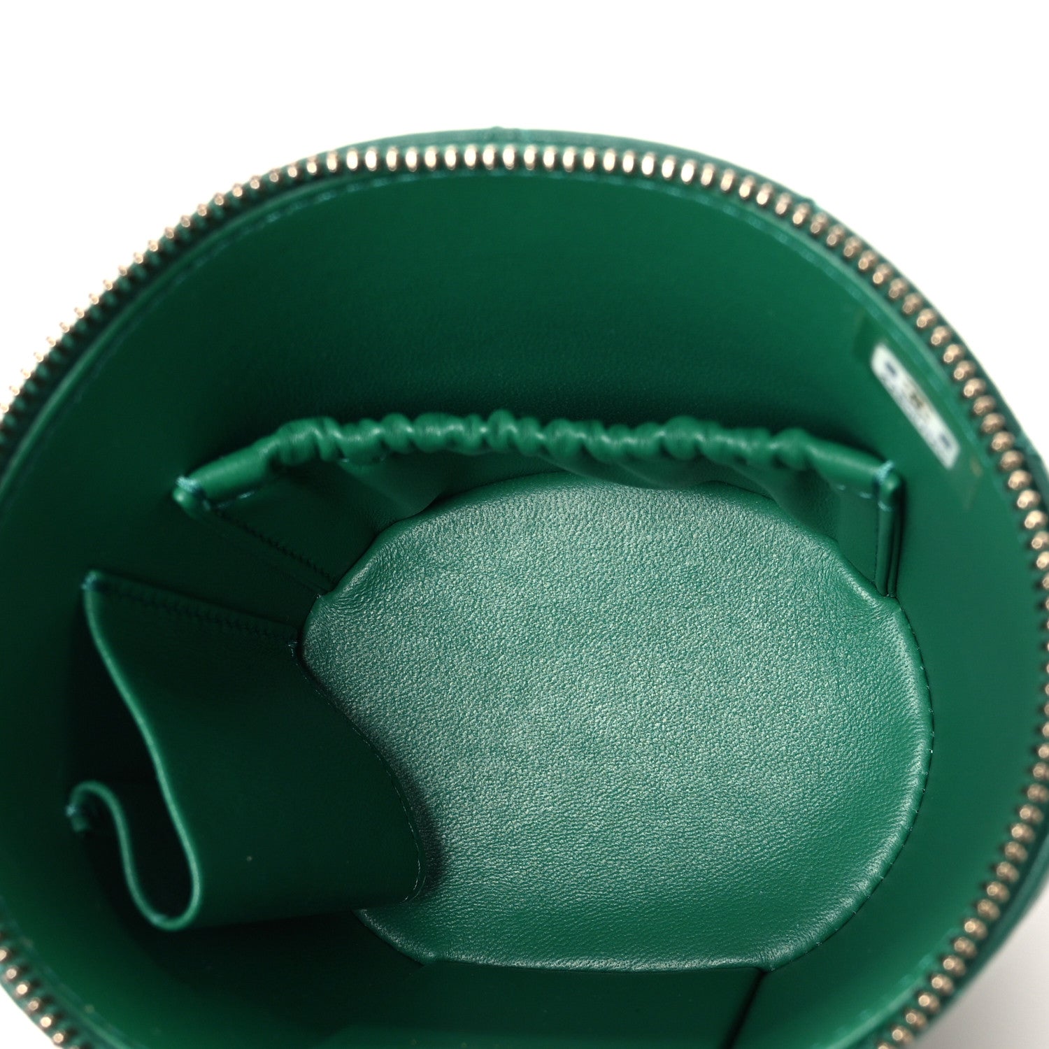 Lambskin Quilted Afternoon Tea Top Handle Vanity Case With Chain Green — view 5