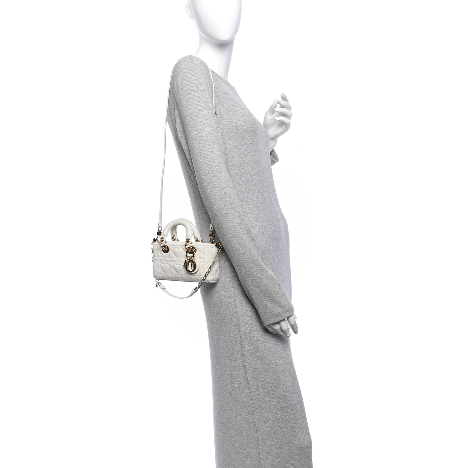 Lambskin Cannage Dioramour Micro Lady D-Joy Latte — view 2
