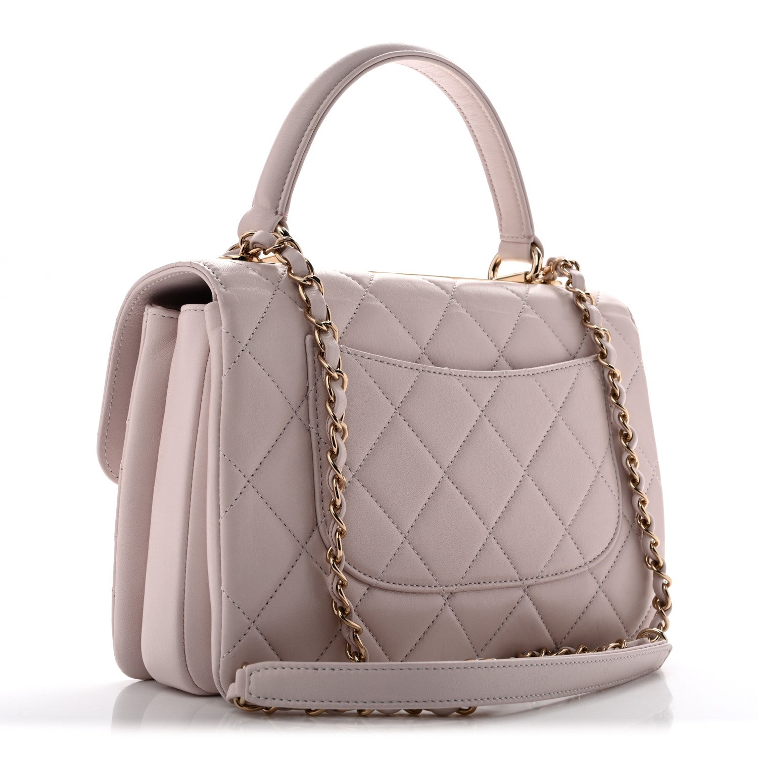 Lambskin Quilted Small Trendy CC Dual Handle Flap Bag Light Purple — view 3
