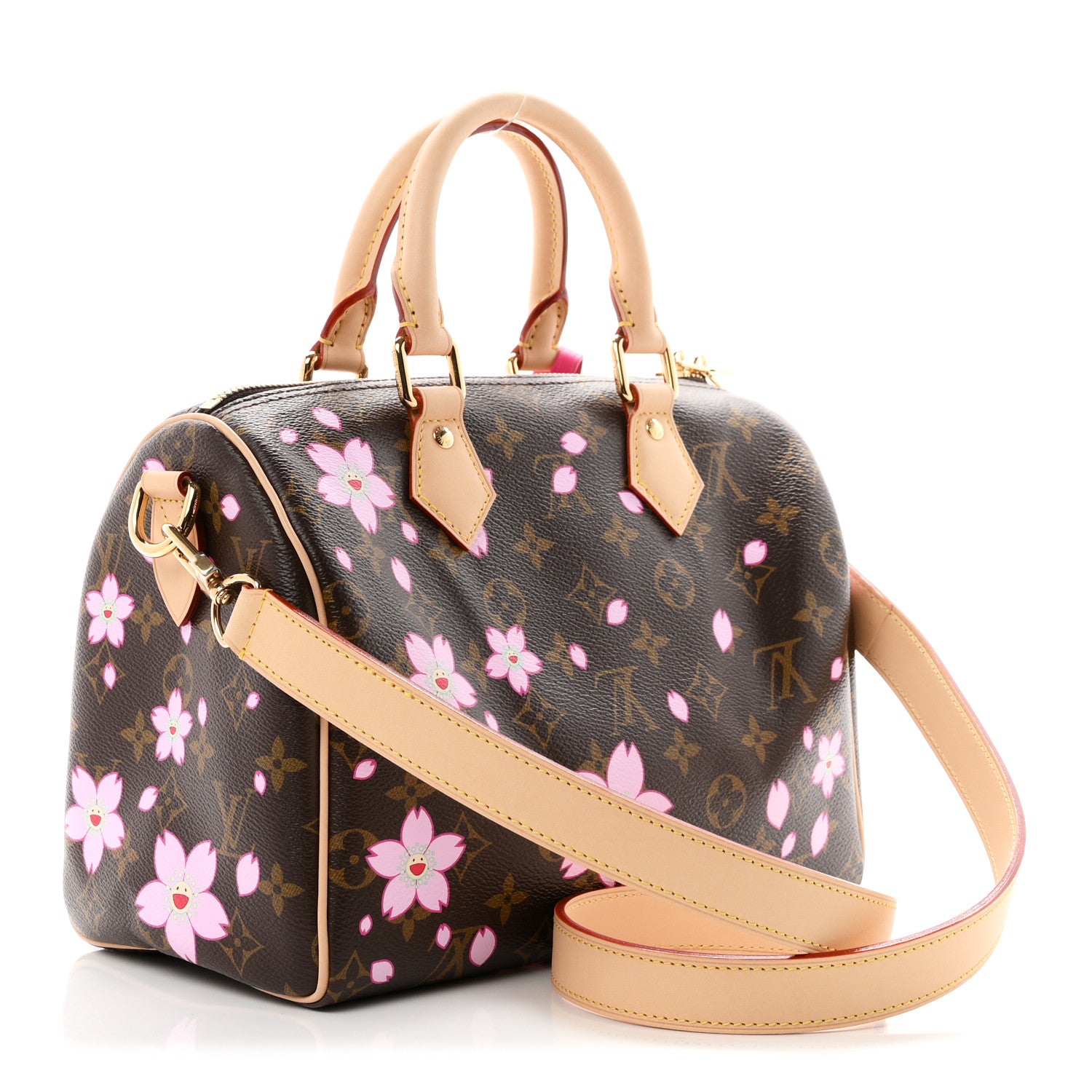 LV X TM Monogram Cherry Blossom Speedy Bandouliere 25 Sakura Brown — view 3