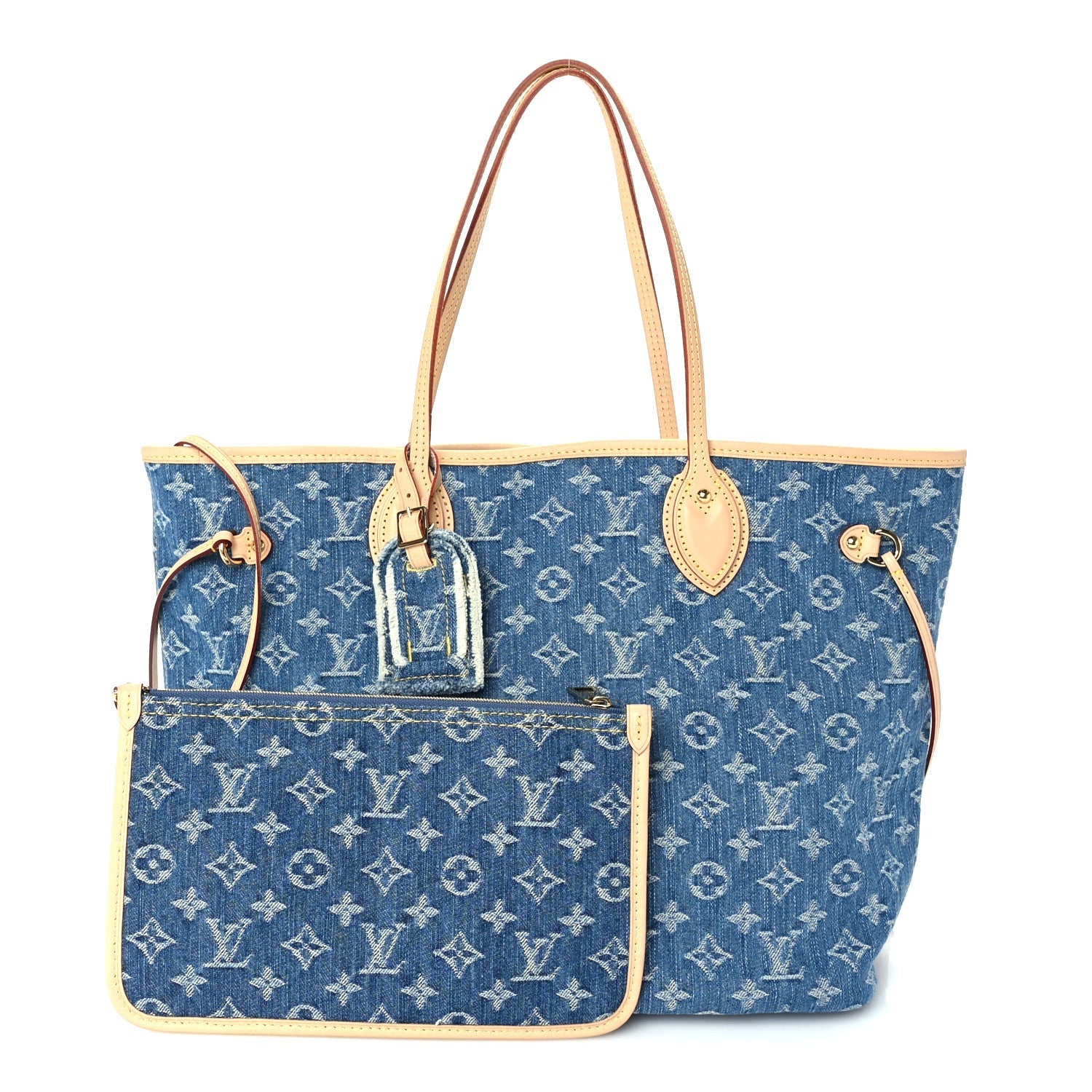 Monogram Denim Neo Neverfull MM Blue