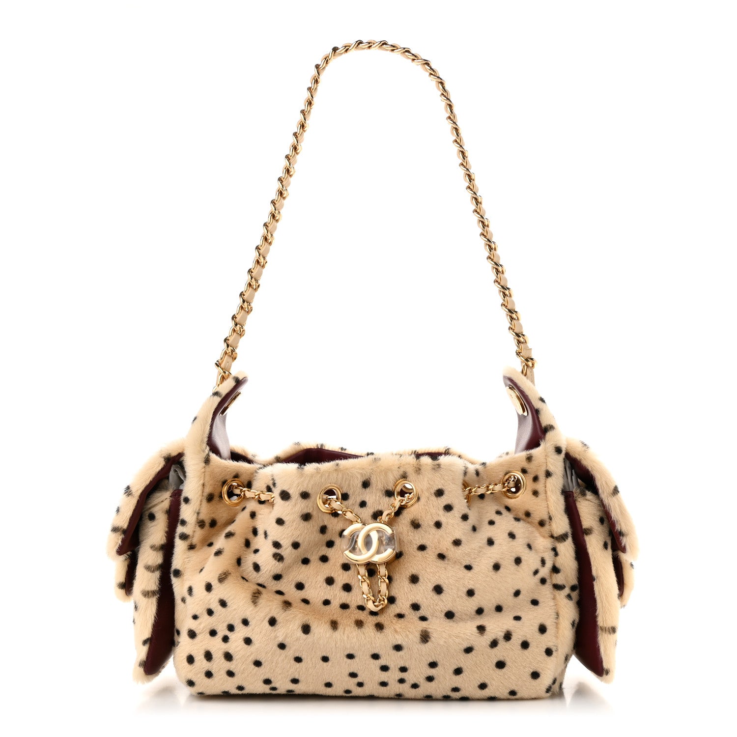 Pony Hair Mini Chanel 25 Handbag Beige Black — view 2