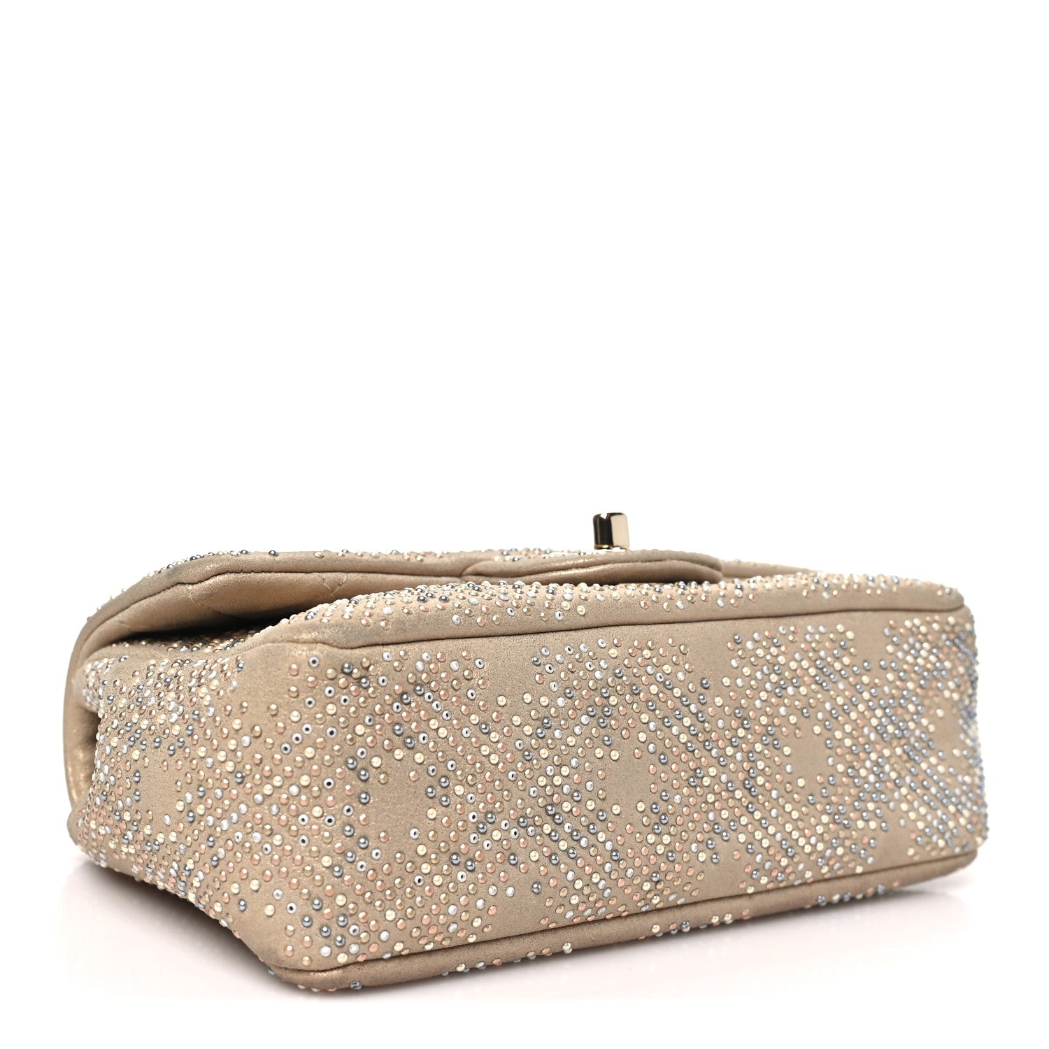 Iridescent Calfskin Studded Mini Flap Gold — view 4