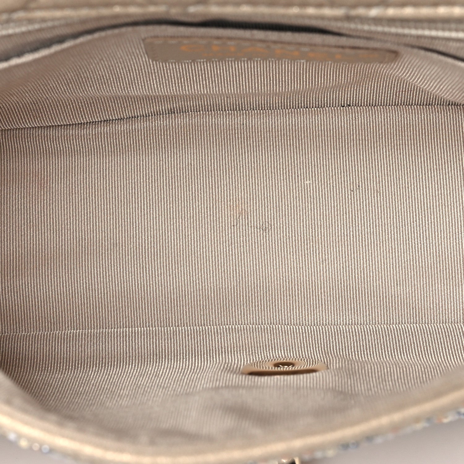 Iridescent Calfskin Studded Mini Flap Gold — view 5