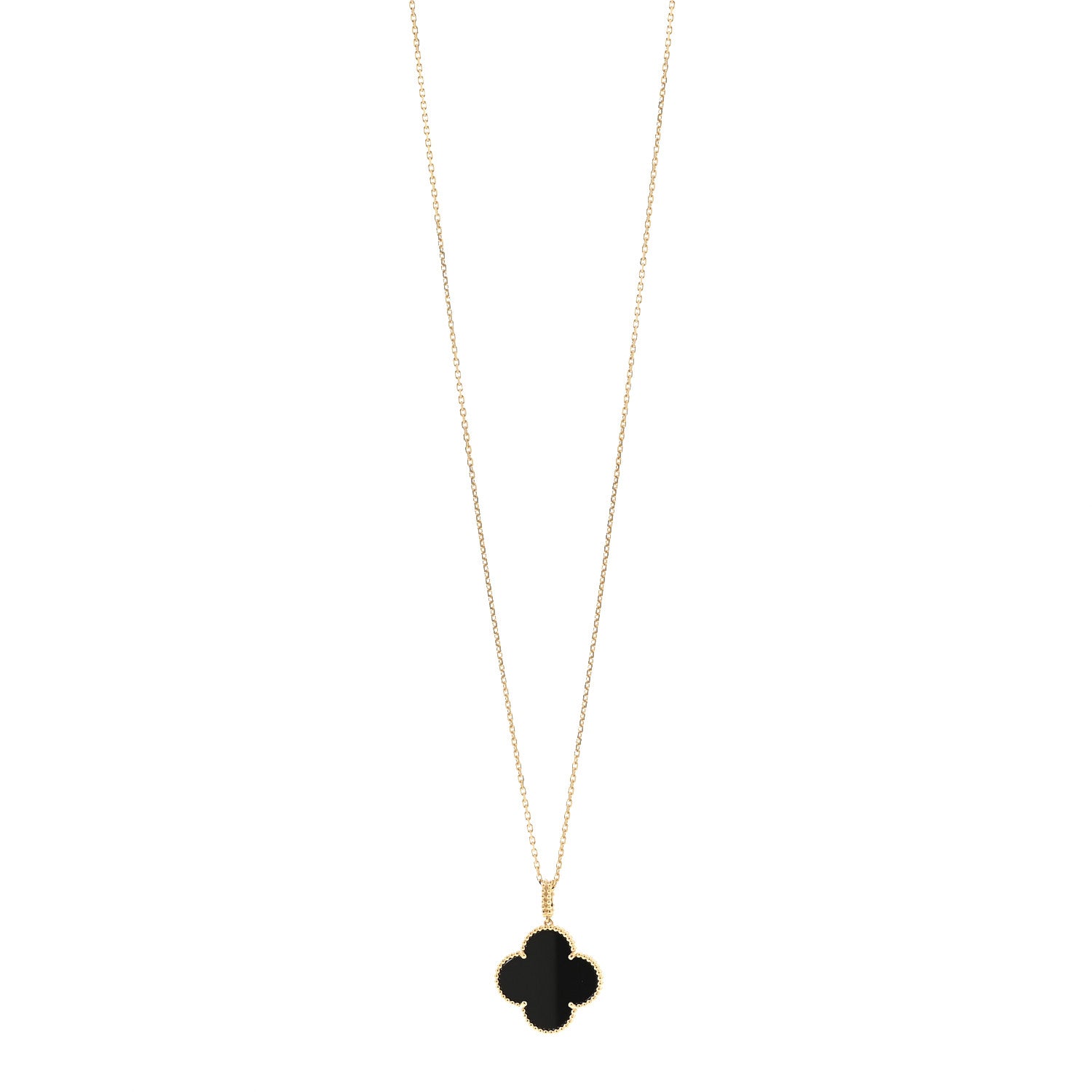 18K Yellow Gold Black Onyx Magic Alhambra Pendant Necklace