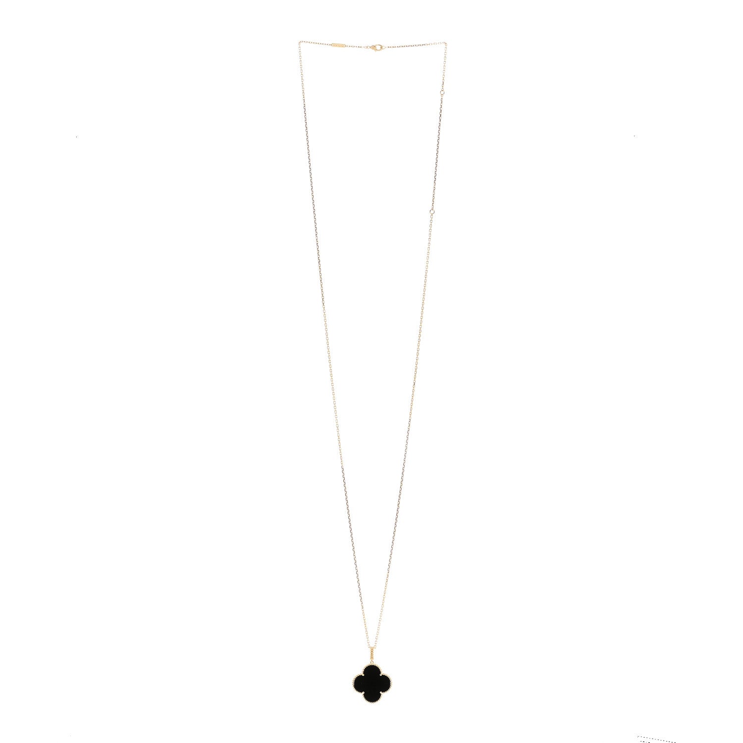 18K Yellow Gold Black Onyx Magic Alhambra Pendant Necklace — view 3