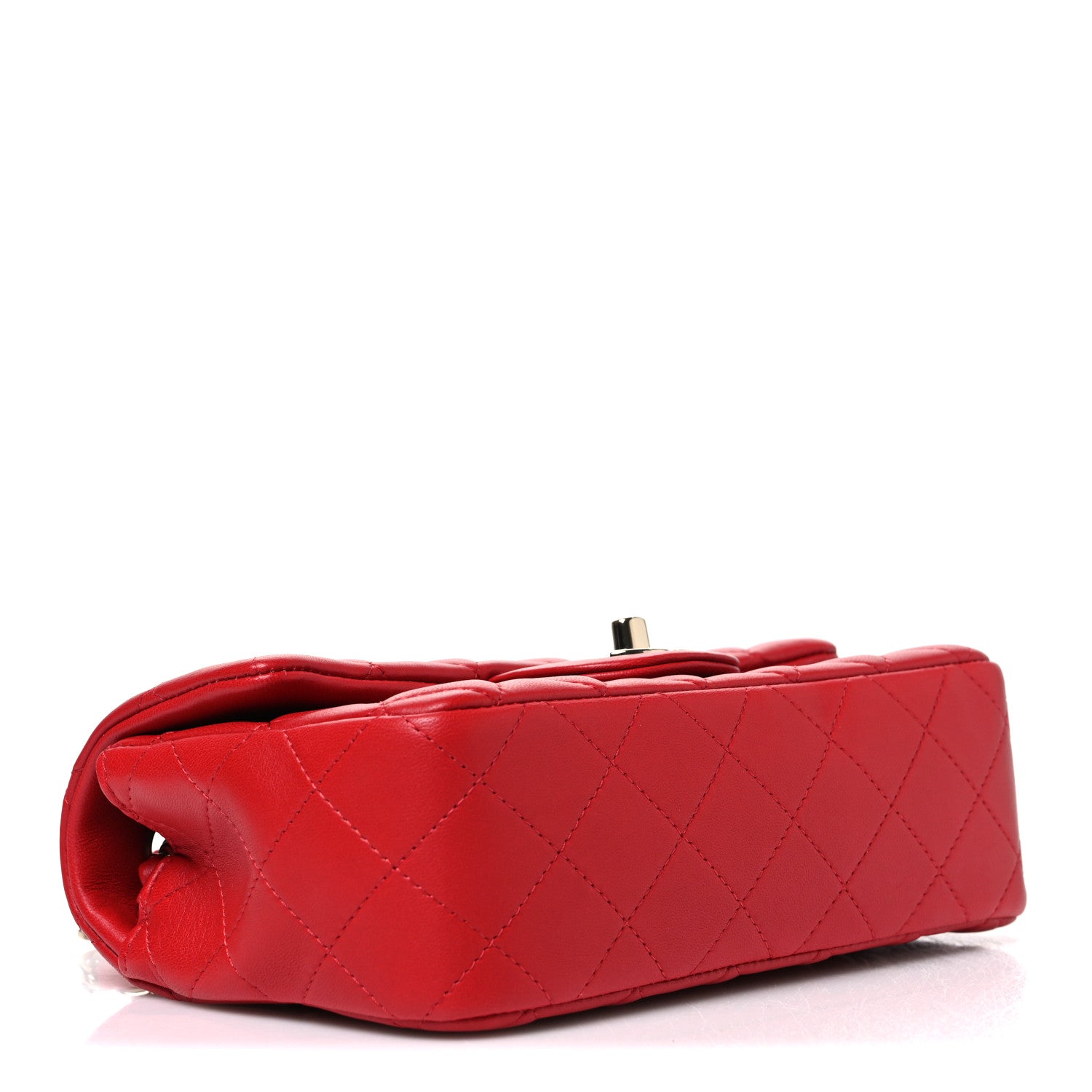 Lambskin Quilted Mini Rectangular Flap Red — view 4