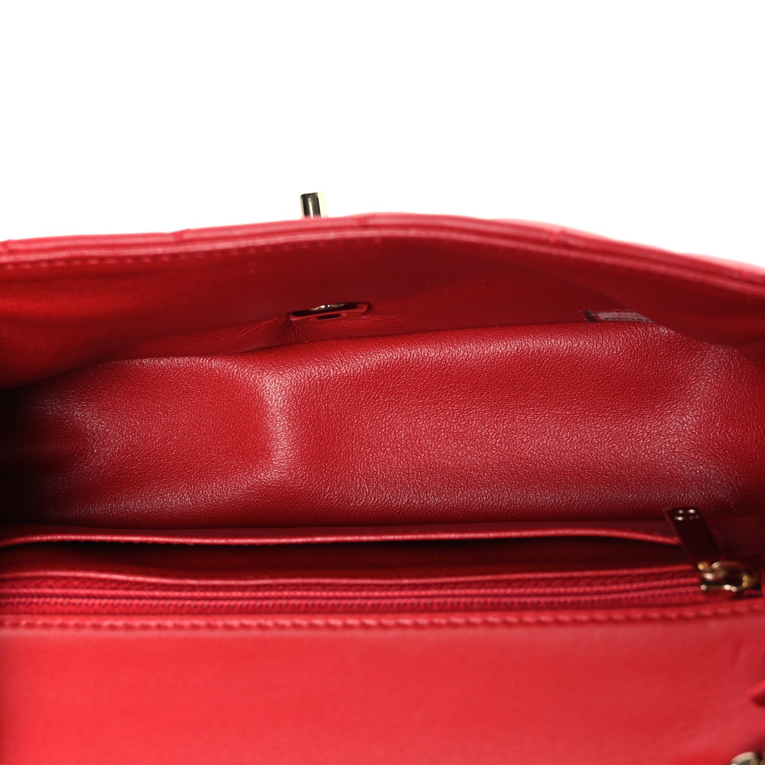 Lambskin Quilted Mini Rectangular Flap Red — view 5