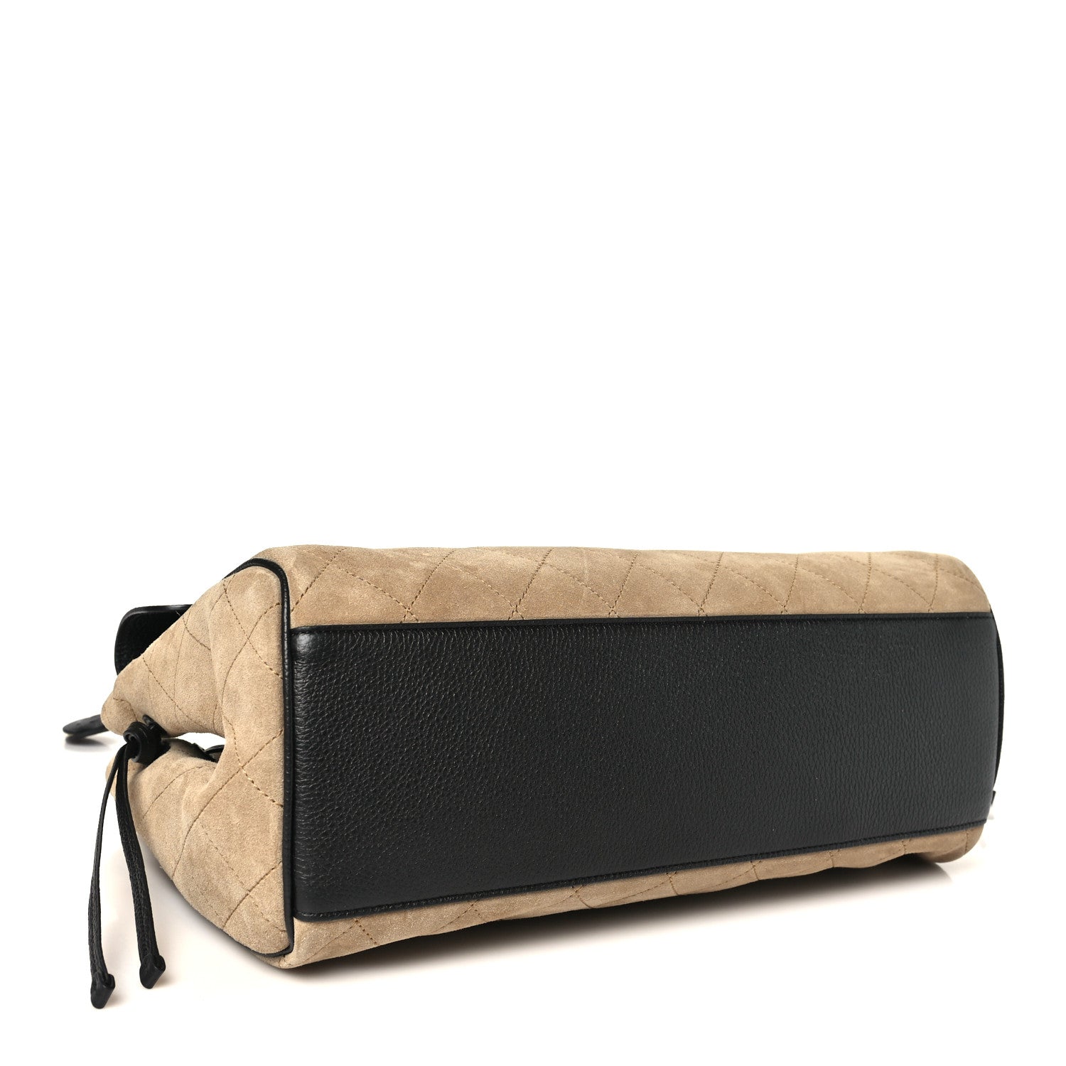 Grained Calfskin Suede Urban Essentials Shopping Bag Dark Beige Black — view 3