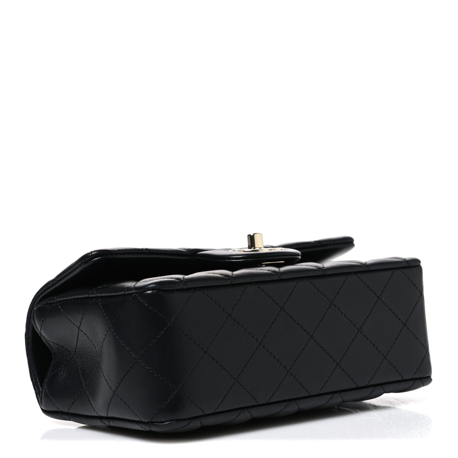 Lambskin Quilted Mini Top Handle Rectangular Flap Black — view 4