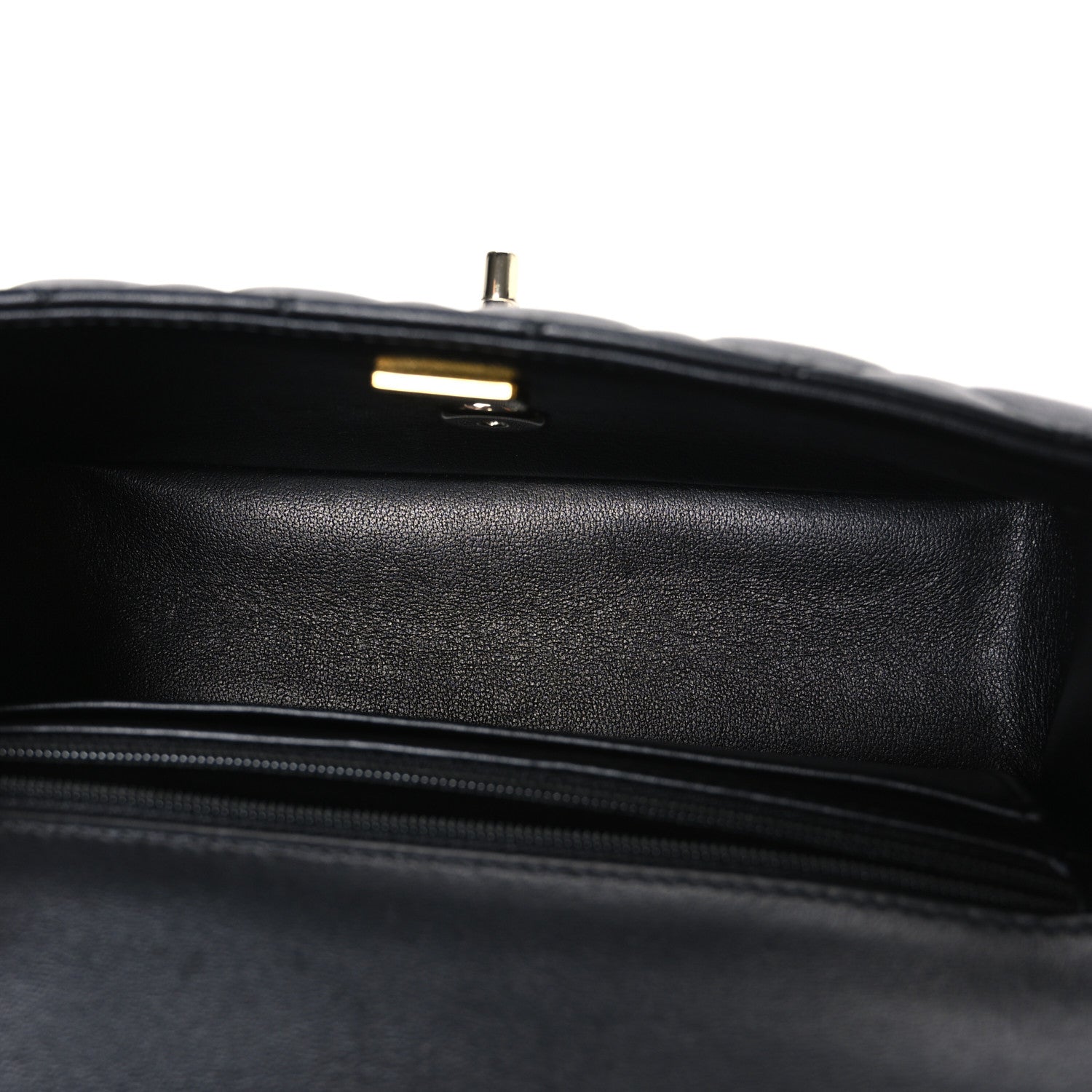 Lambskin Quilted Mini Top Handle Rectangular Flap Black — view 5