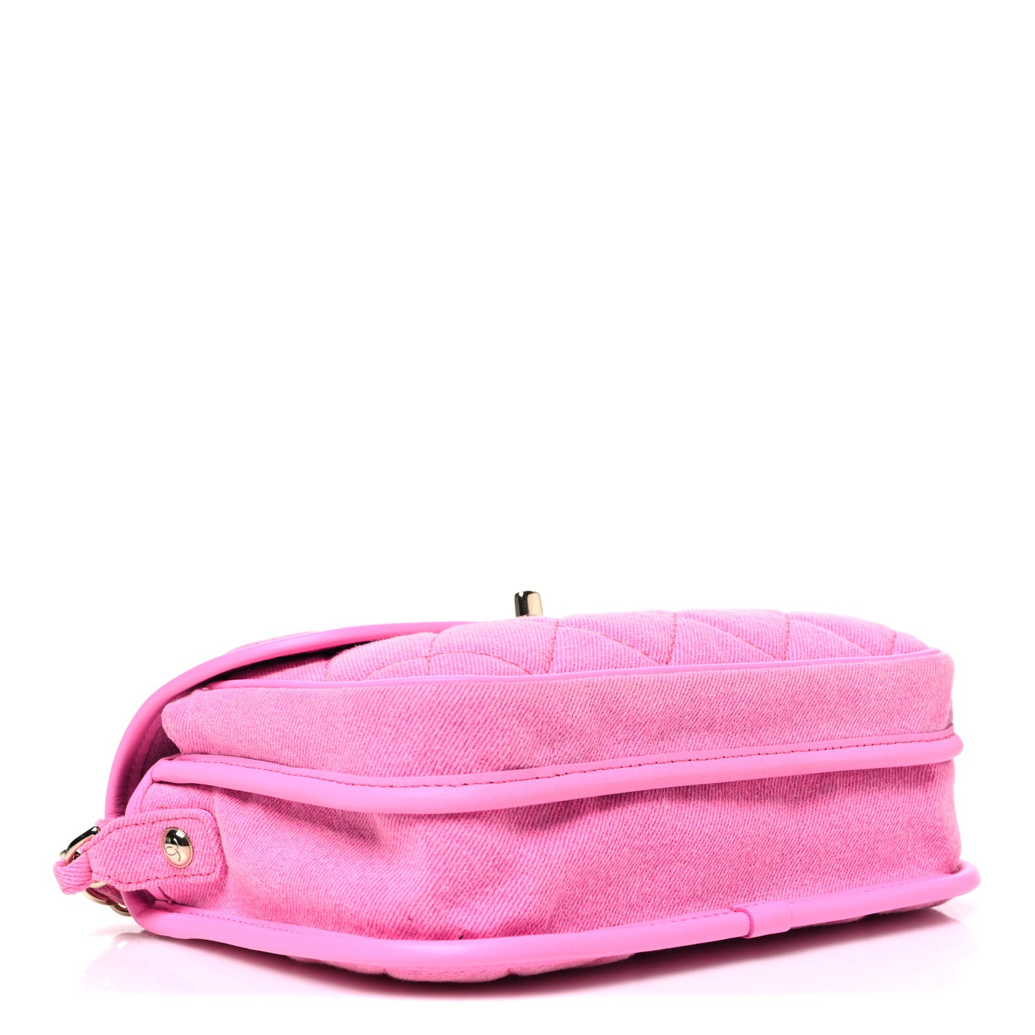 Denim Quilted Small Messenger Flap Neon Pink — view 4