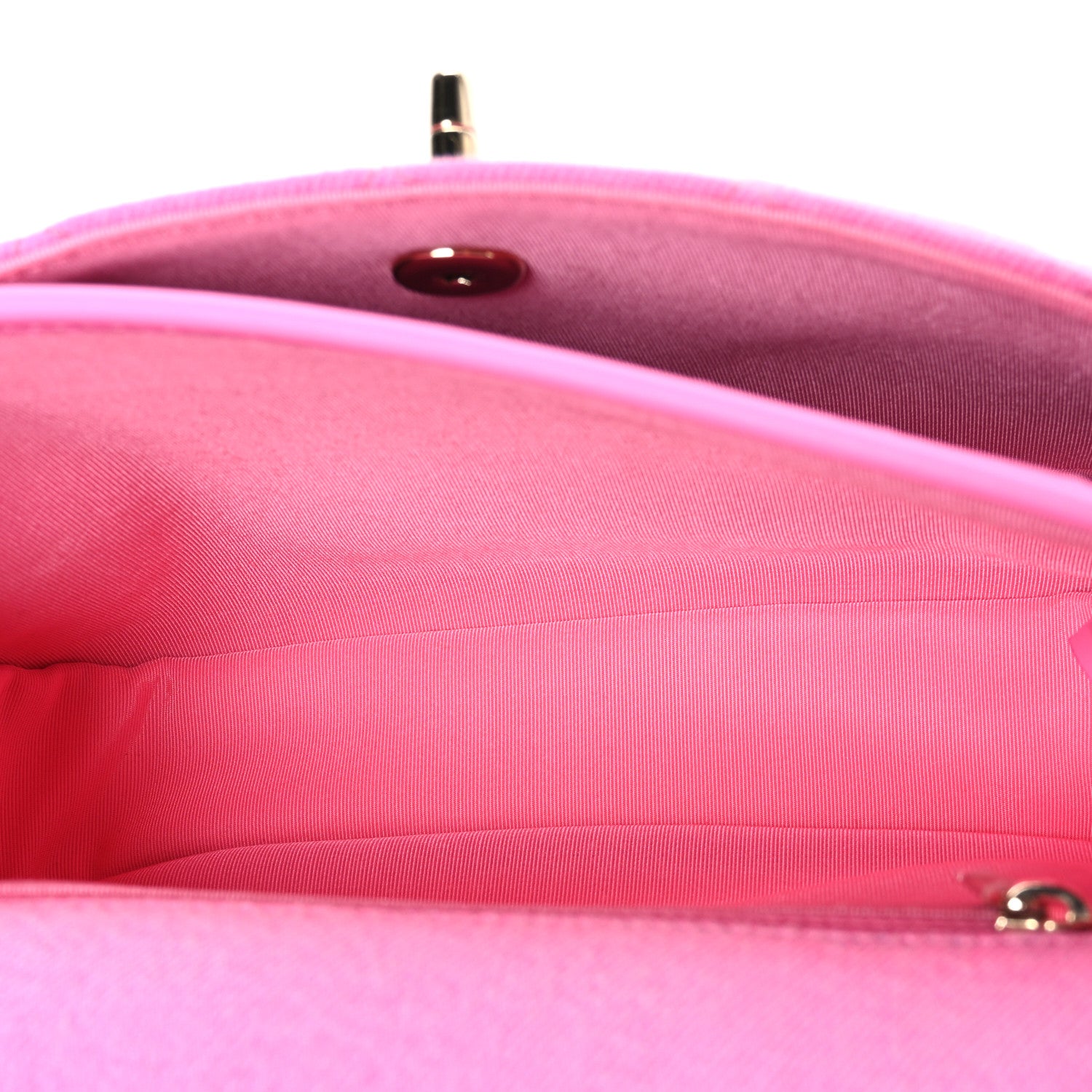 Denim Quilted Small Messenger Flap Neon Pink — view 5