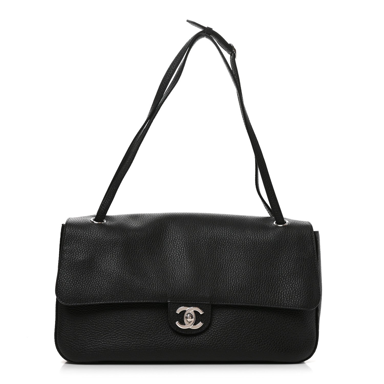 Grained Calfskin Small Souplissimo Maxi Flap Black