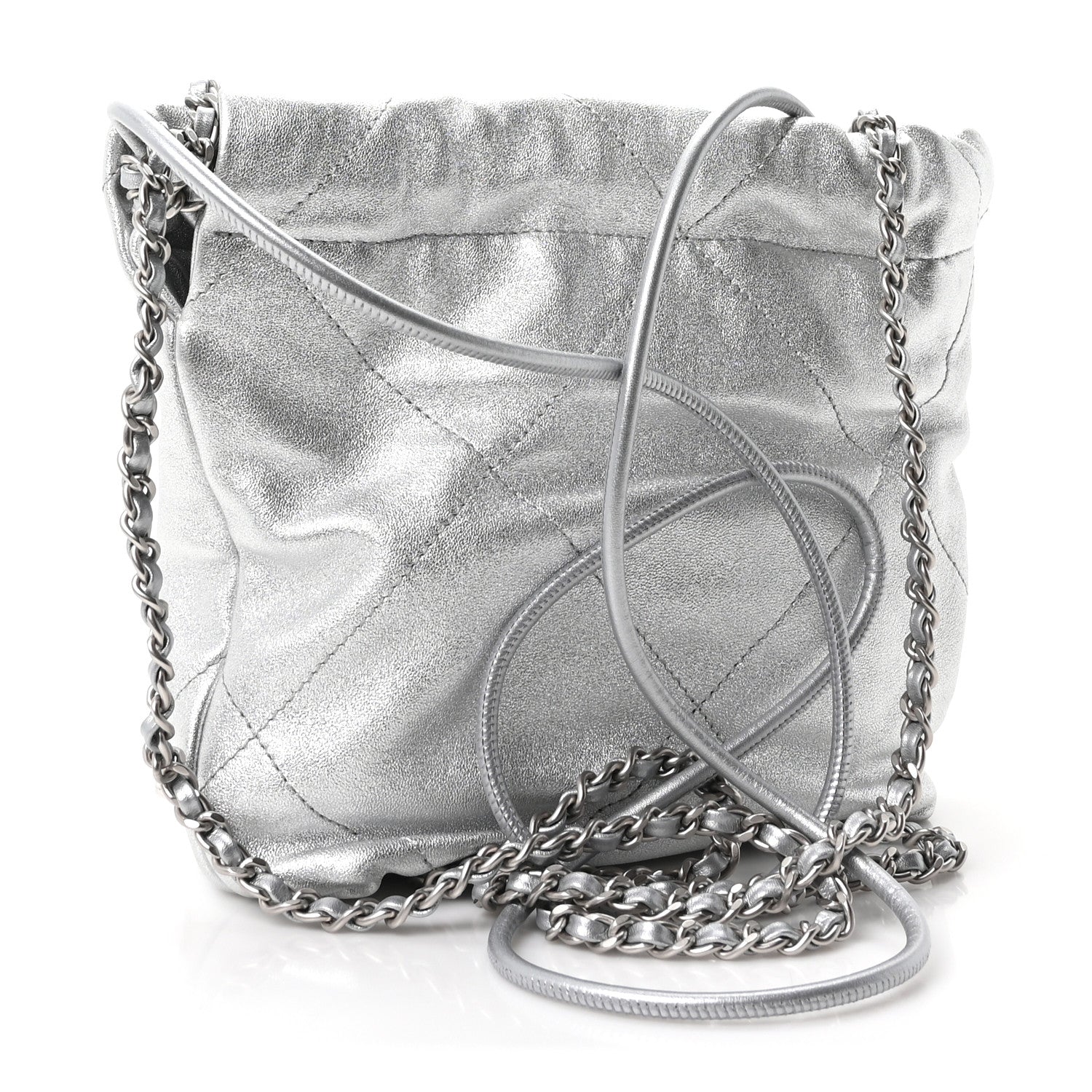 Metallic Lambskin Quilted Mini Chanel 22 Silvery — view 3