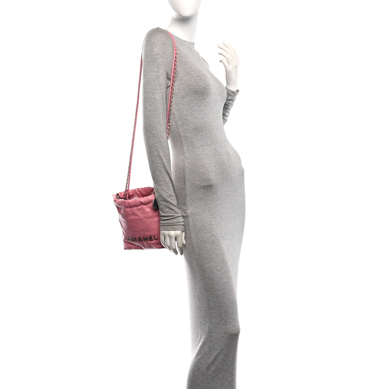 Shiny Calfskin Quilted Mini Chanel 22 Pink — view 2