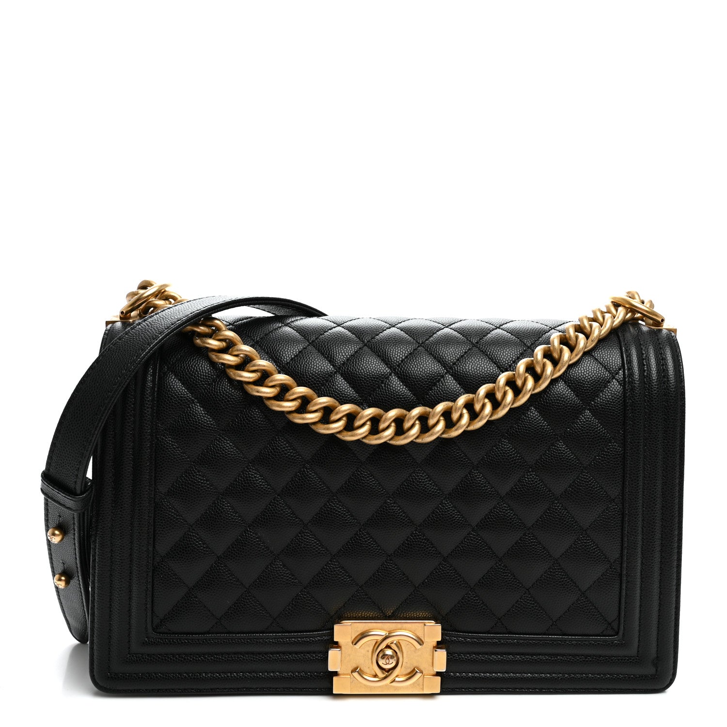 Lambskin Quilted New Medium Boy Flap Black