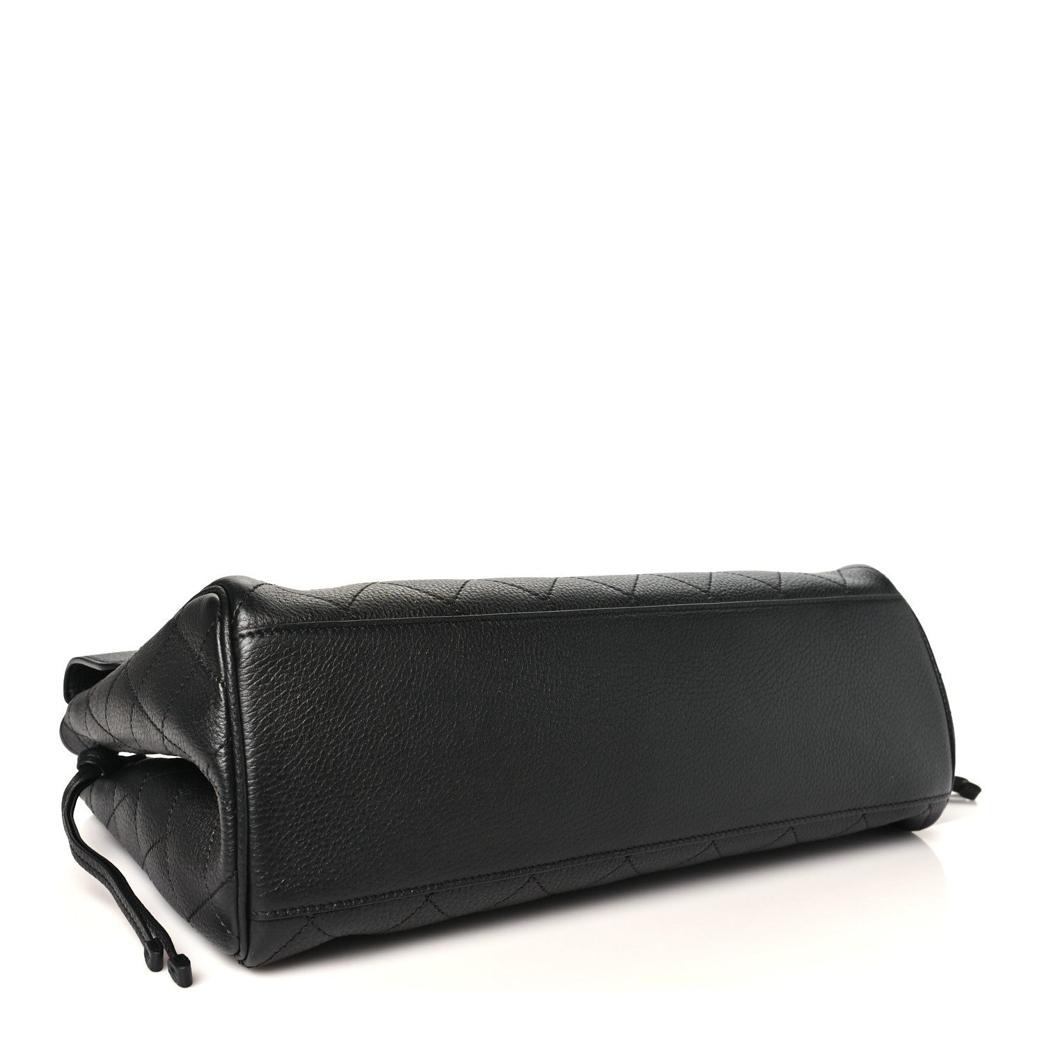 Grained Calfskin Stitched Urban Essentials Shopping Bag Black — view 4